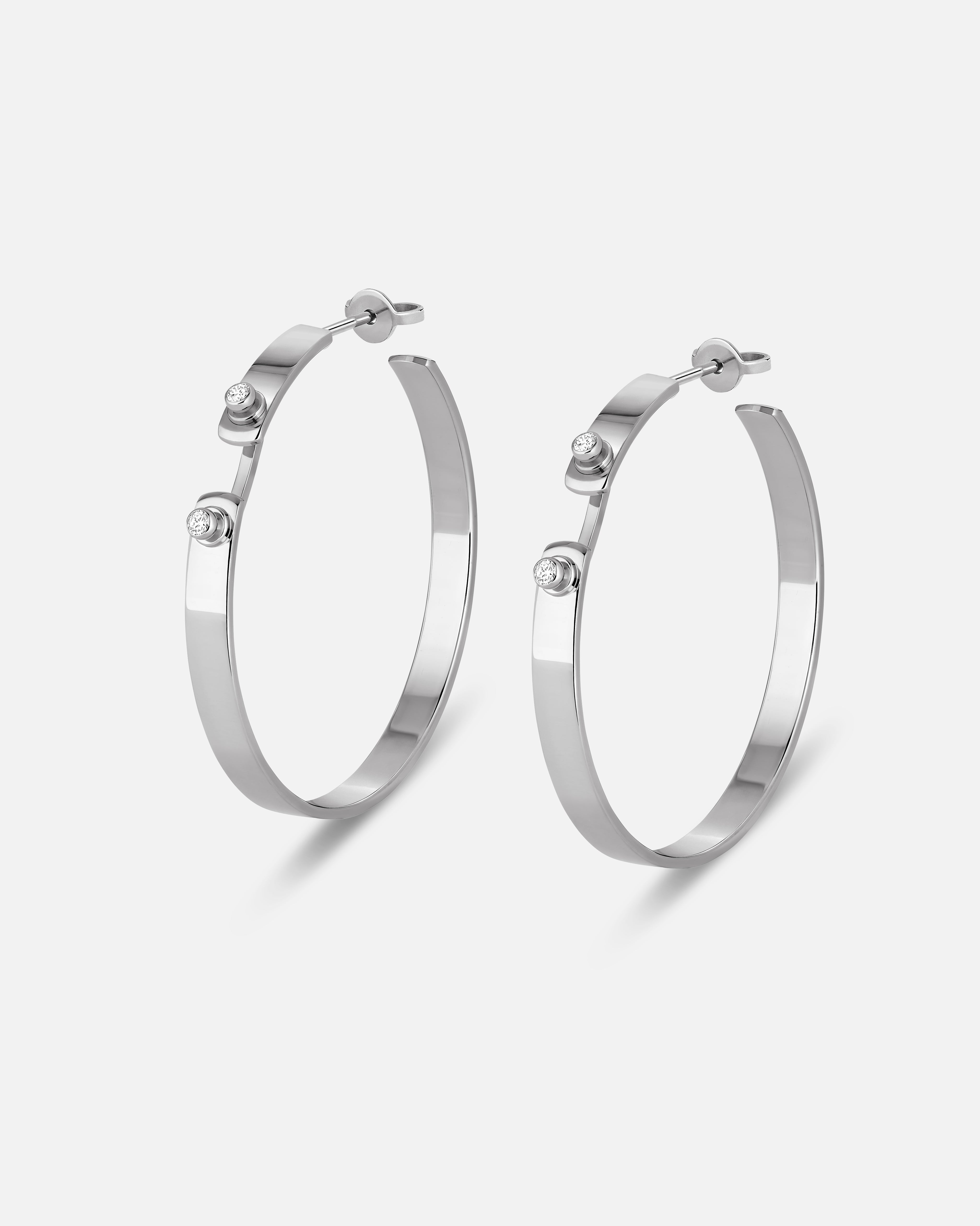 Créoles Mood Monday Morning Simple en Or Blanc