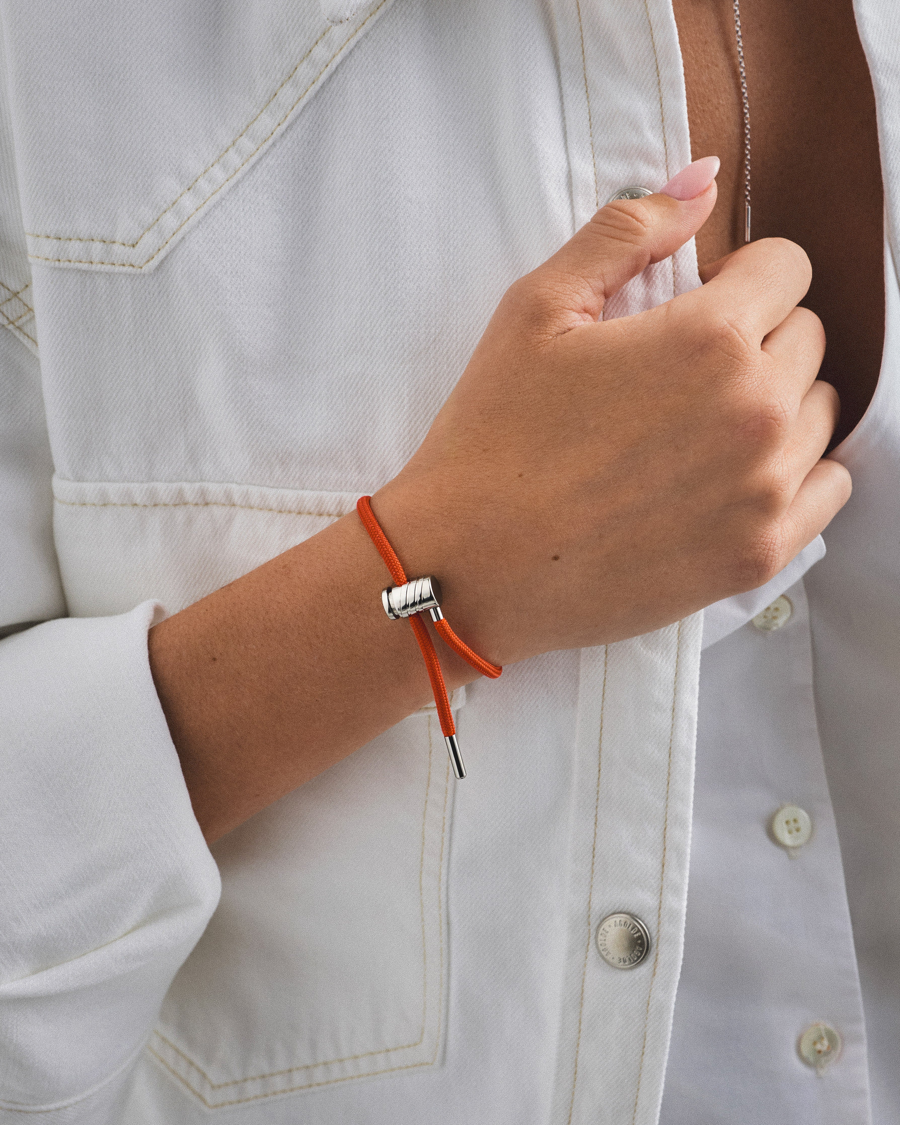 Titanium Mini Latch on Orange Cord