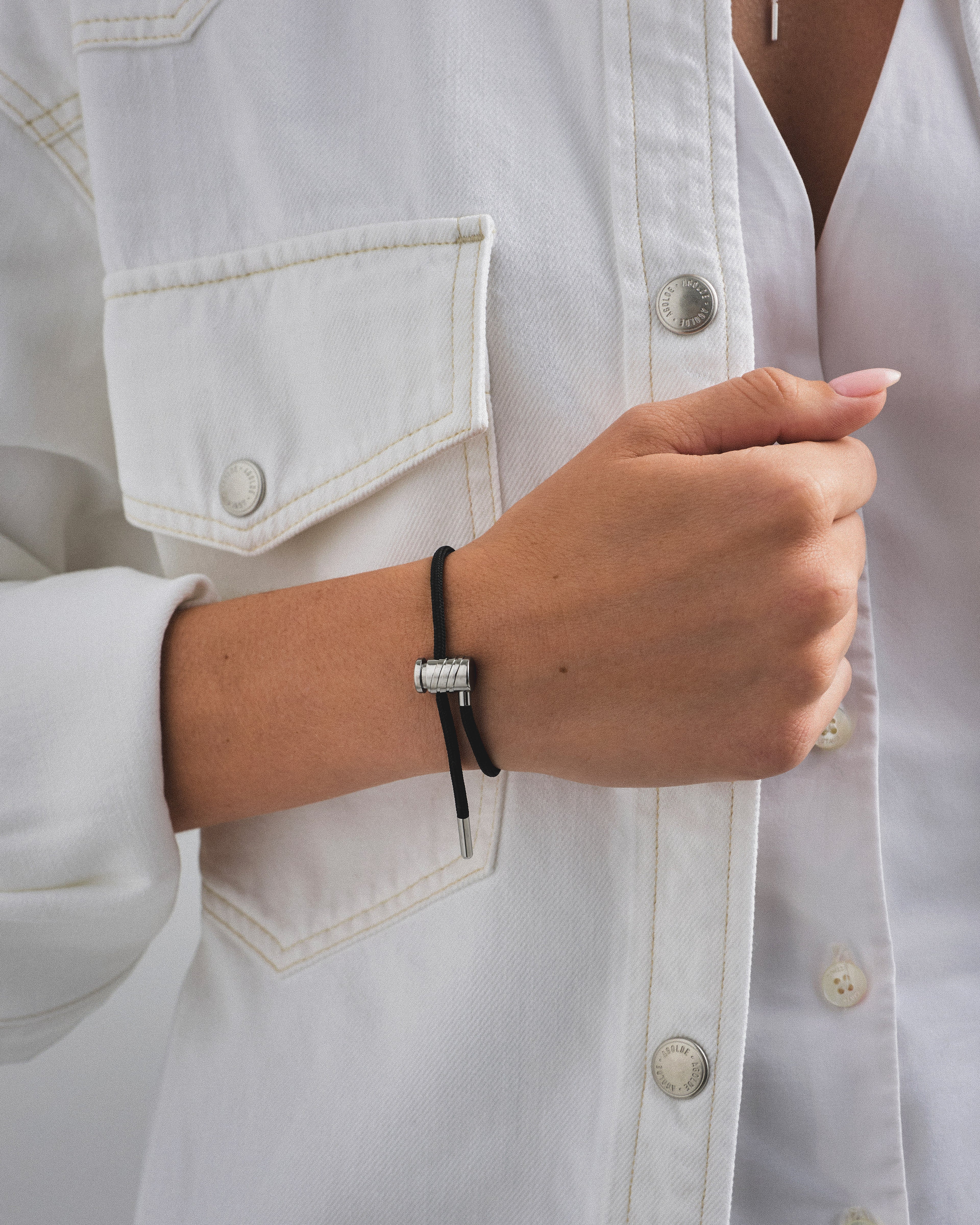 Titanium Mini Latch on Black Cord