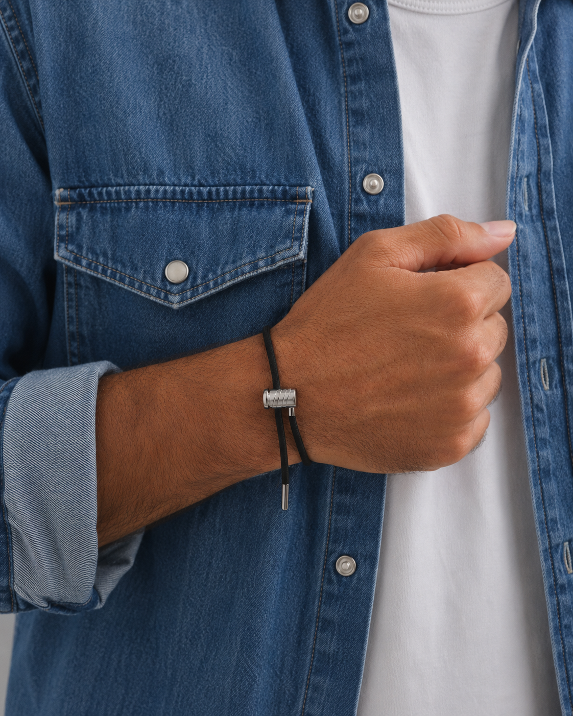 Titanium Mini Latch on Black Cord