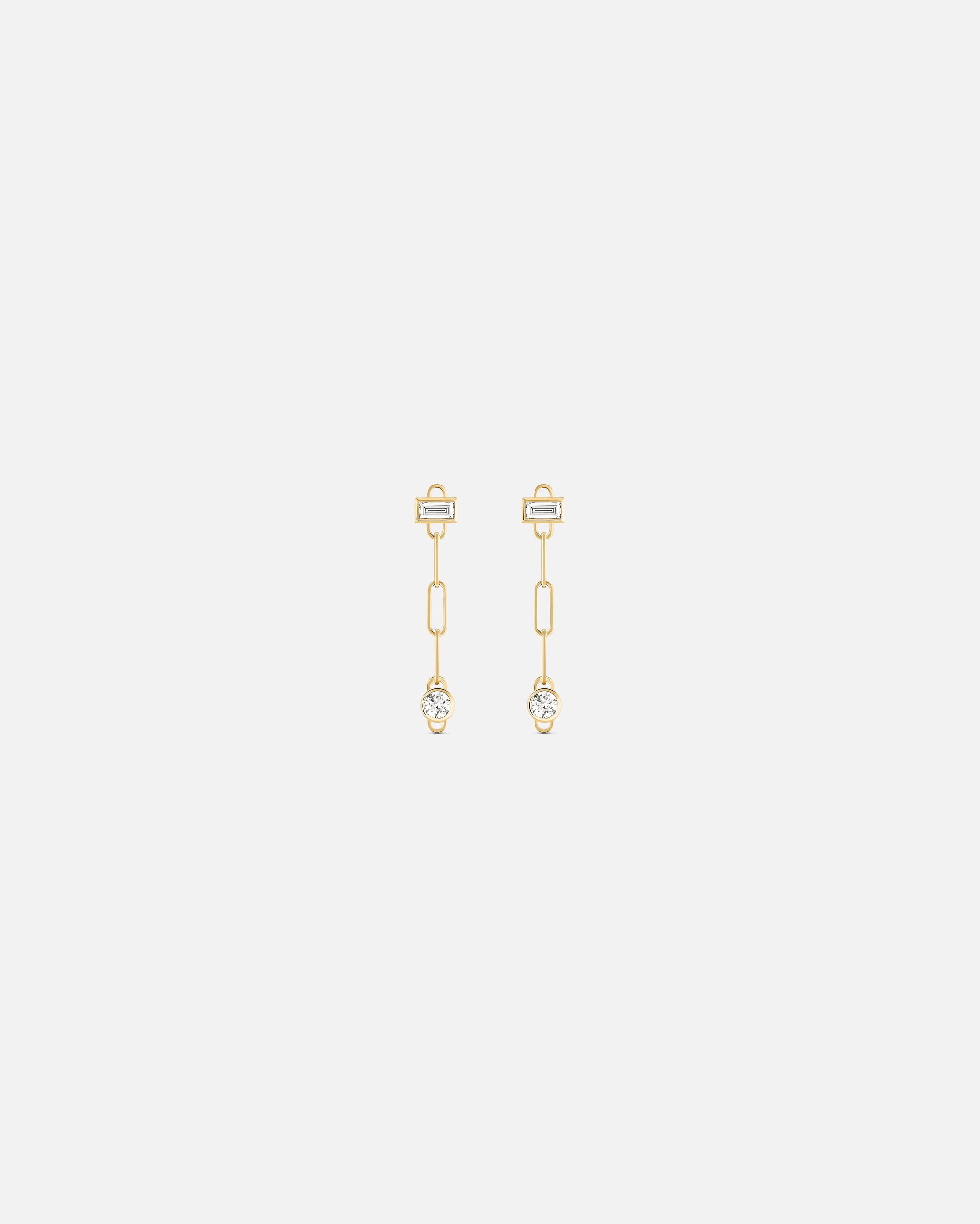 Baguette Round PM Classics Earrings in Yellow Gold - 1 - Nouvel Heritage