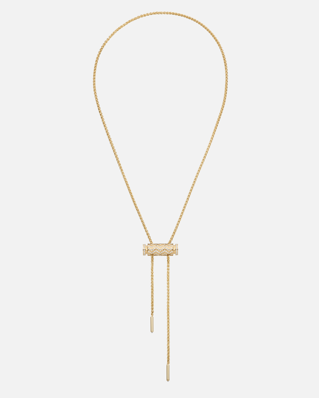 Diamond Chevron Latch Pendant on MM Chain in Yellow Gold