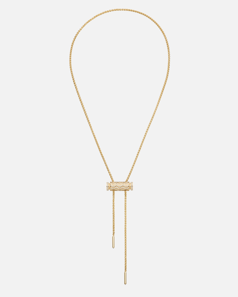 Diamond Chevron Latch Pendant on MM Chain in Yellow Gold