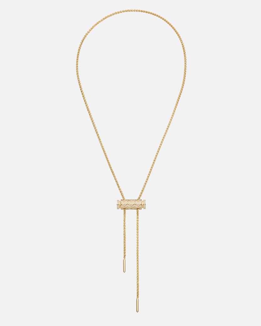 Diamond Chevron Latch Pendant on MM Chain in Yellow Gold