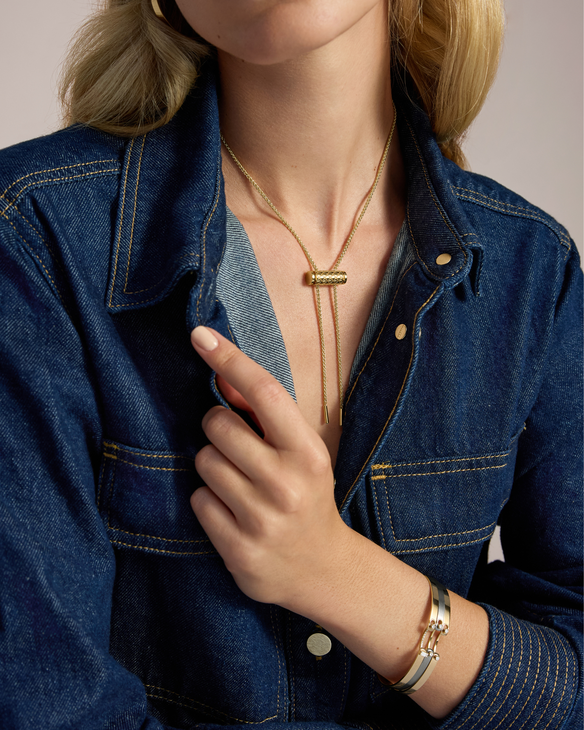 Gold Latch Pendant on MM Chain in Yellow Gold