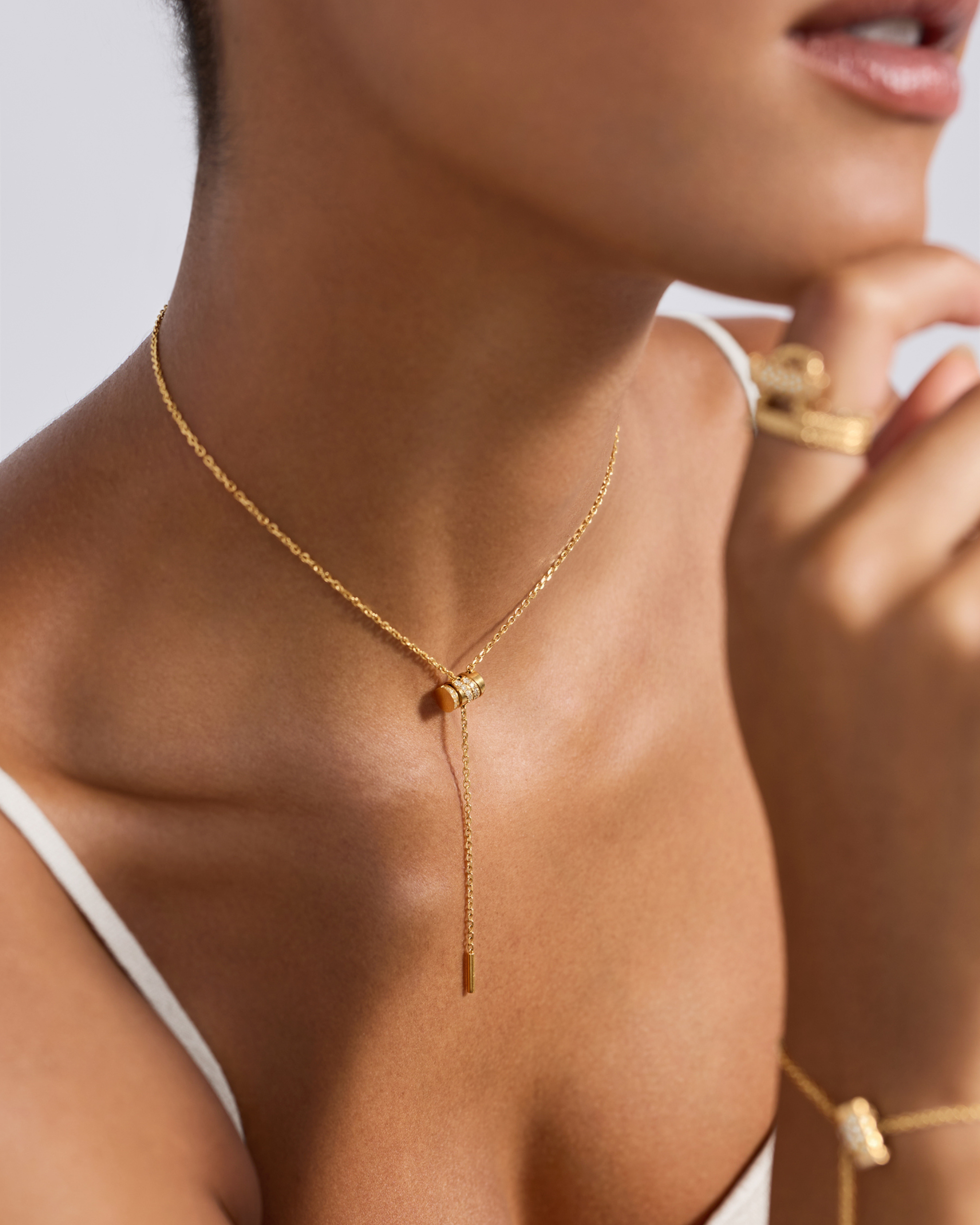 Paved Mini Latch Pendant in Yellow Gold