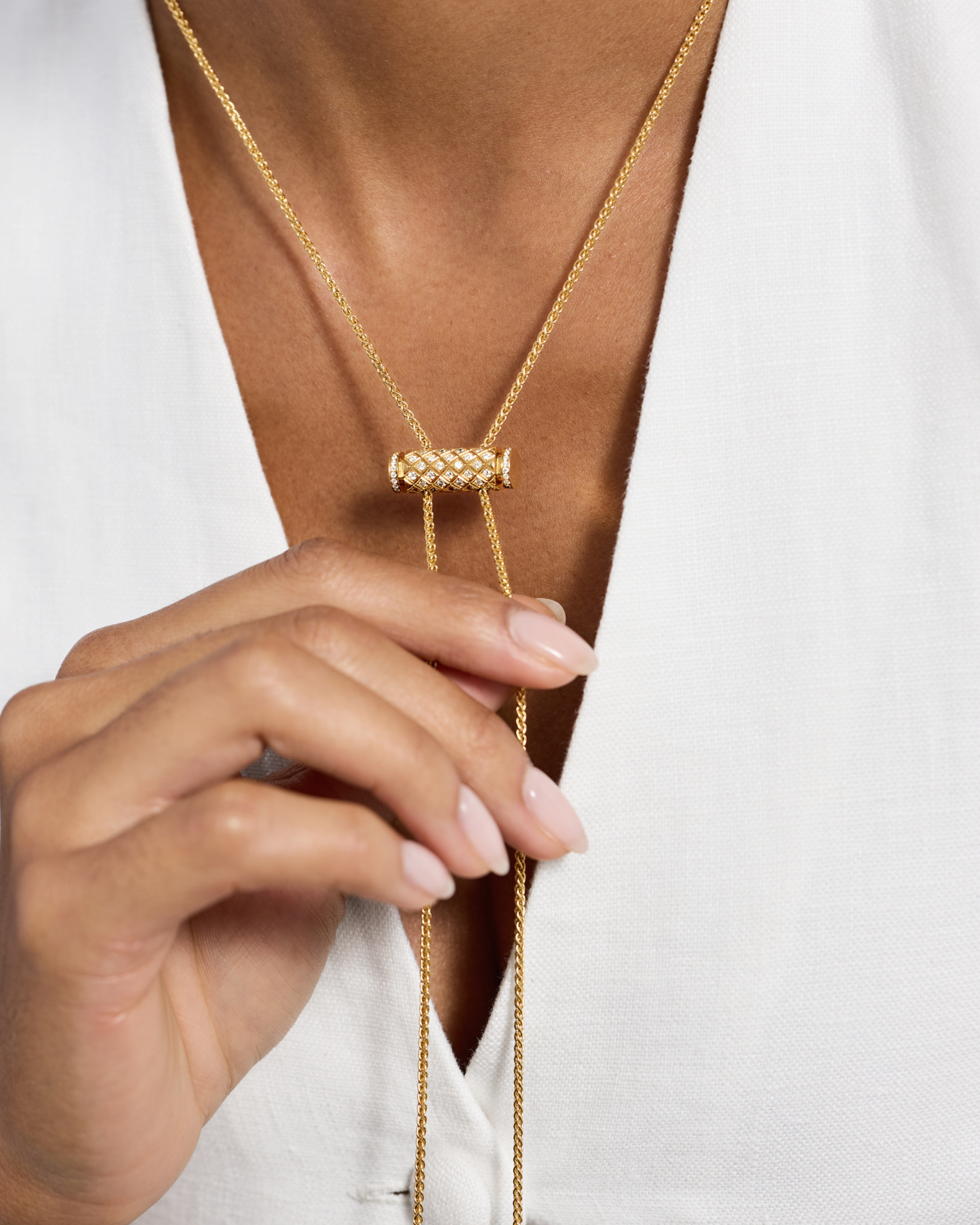 Diamond Latch Pendant on GM Chain in Yellow Gold