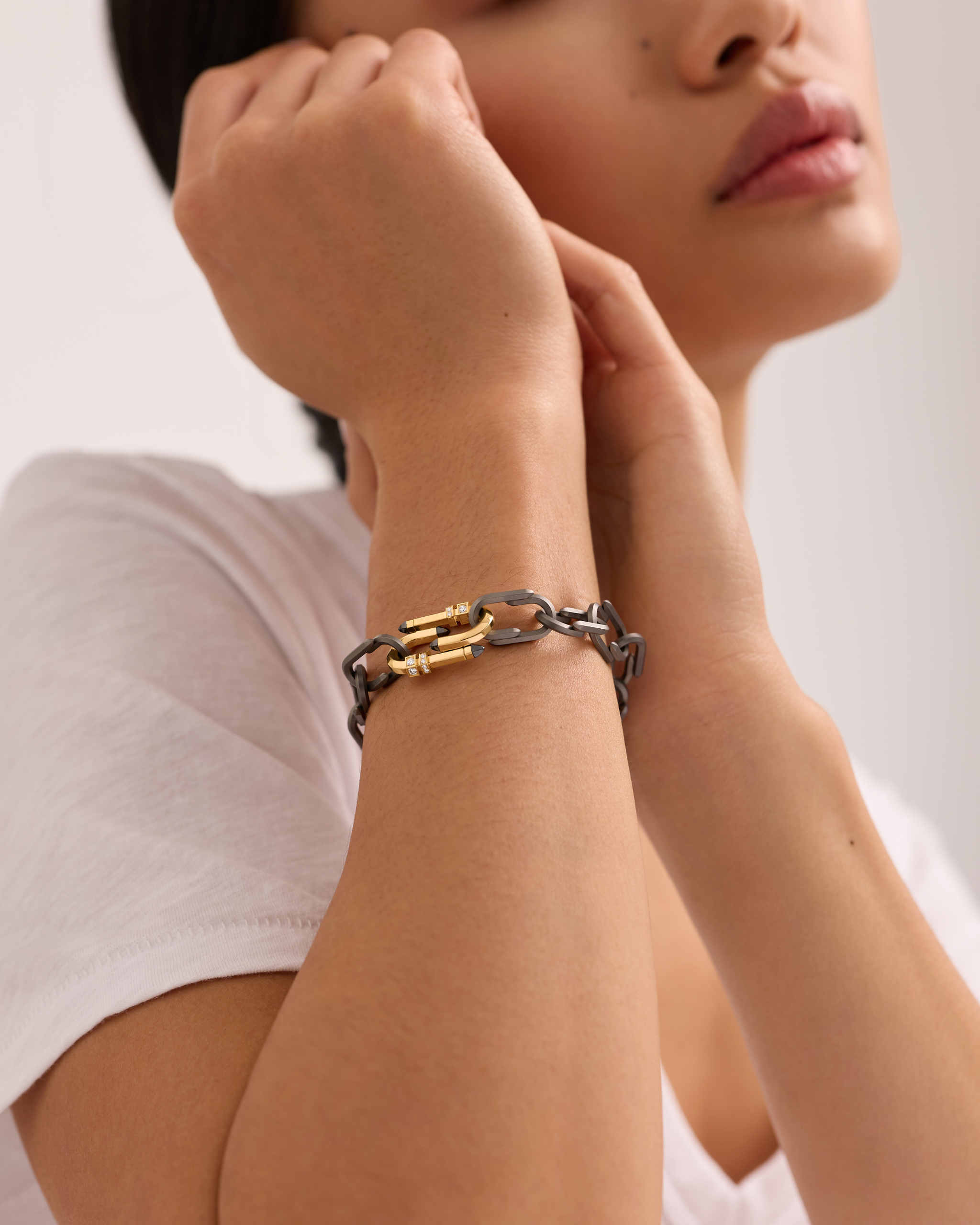 Bracelet Try Me en Titane Gris et Or Jaune