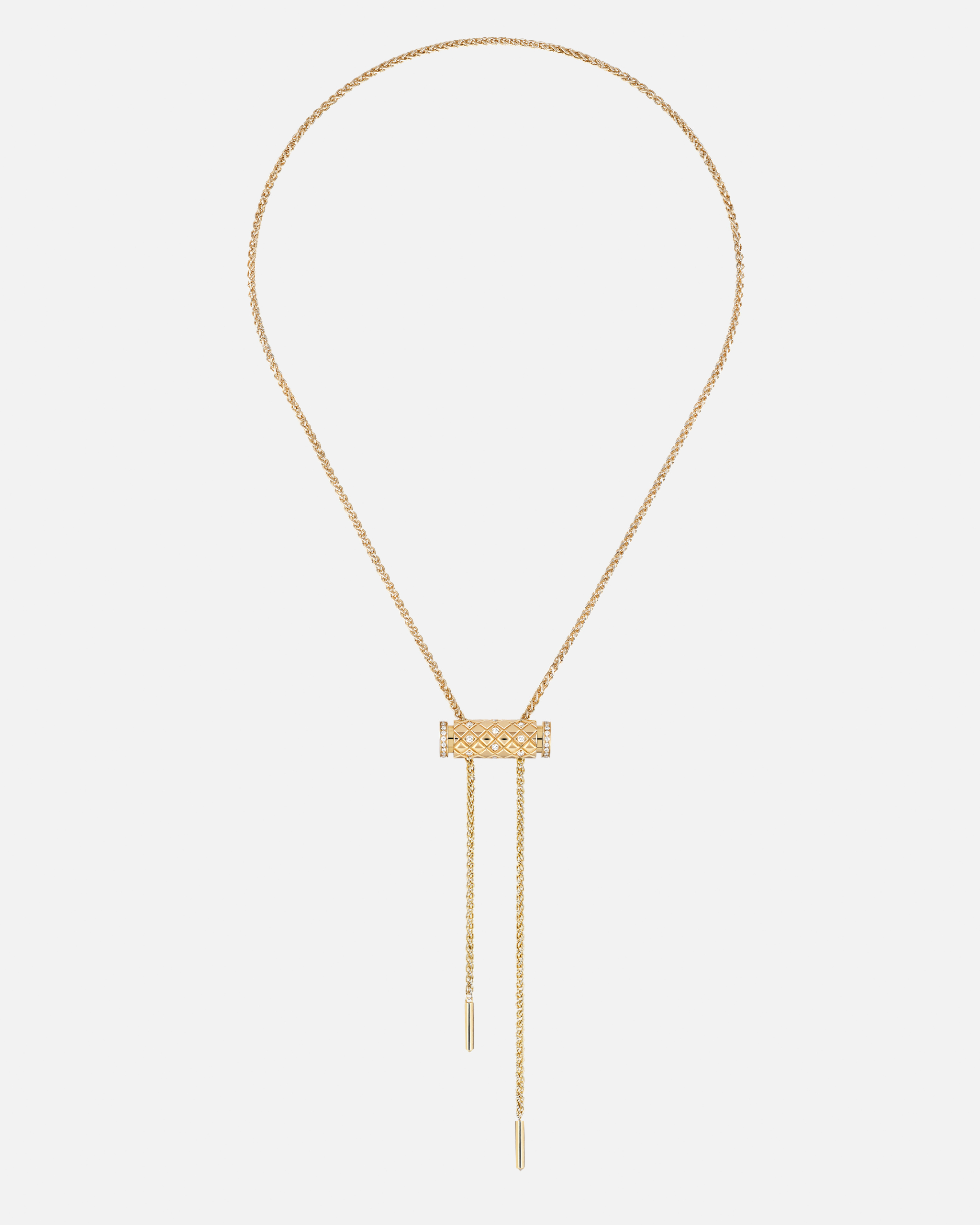 Semi-Paved Latch Pendant on MM Chain in Yellow Gold