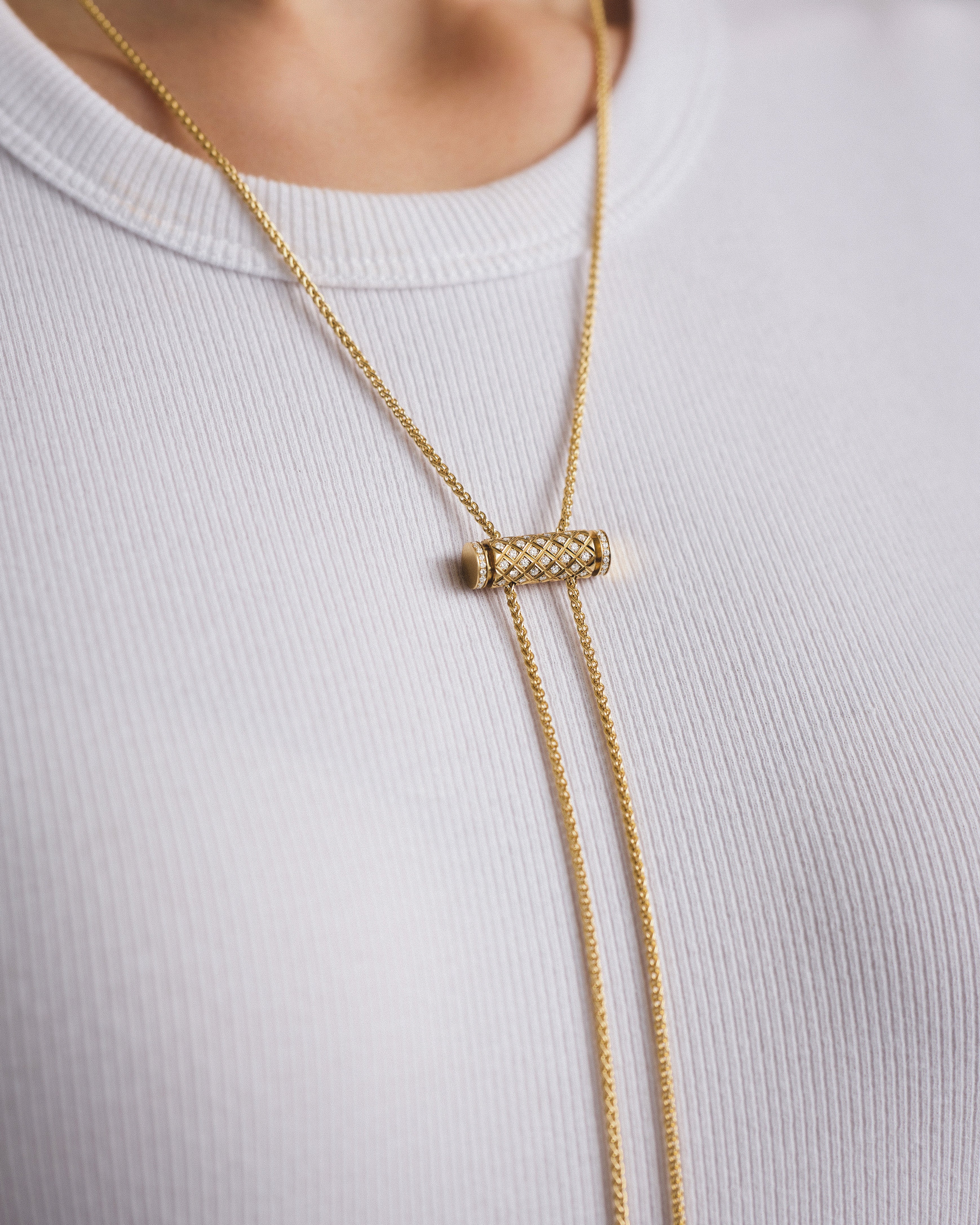 Diamond Latch Pendant on GM Chain in Yellow Gold