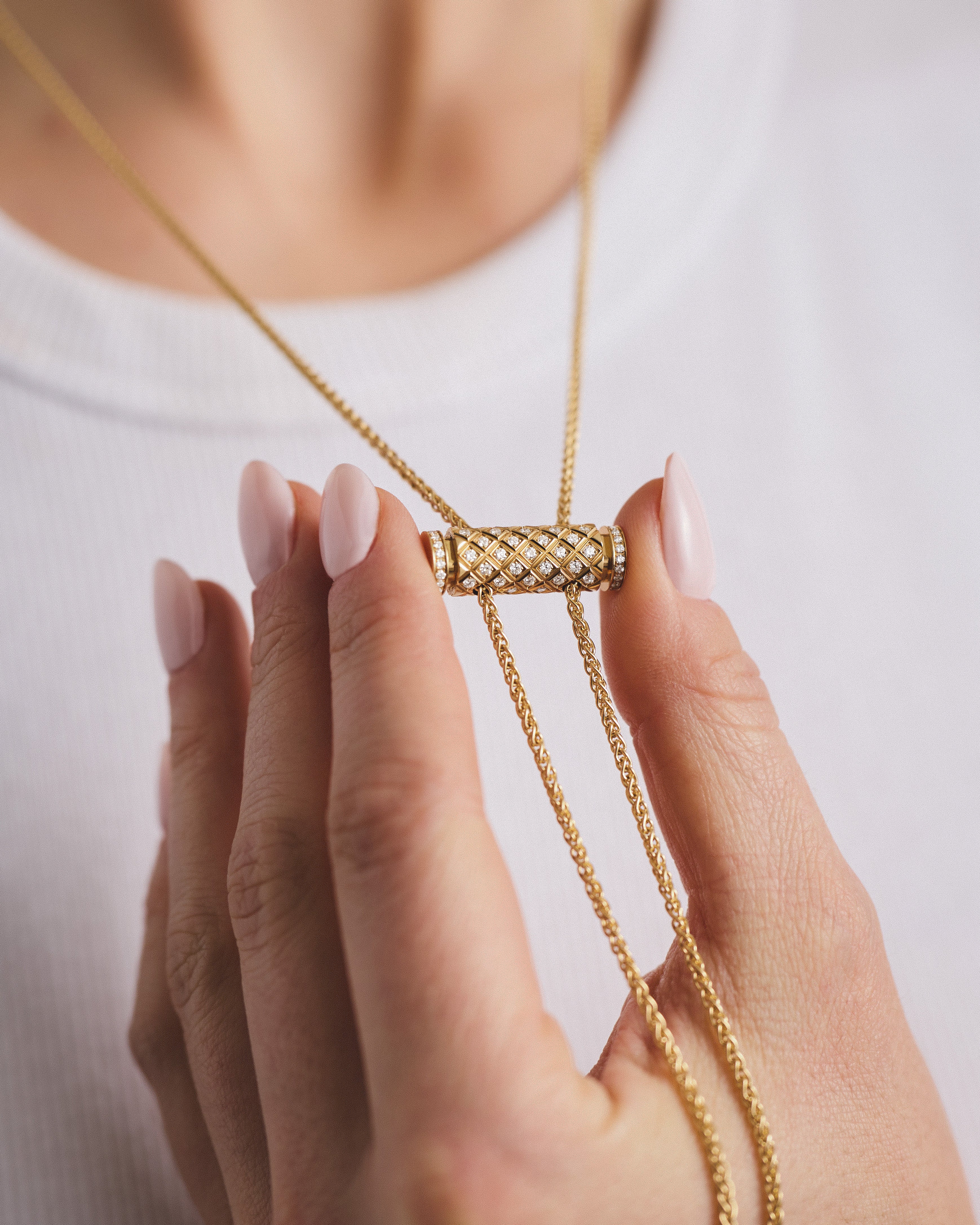 Diamond Latch Pendant on GM Chain in Yellow Gold