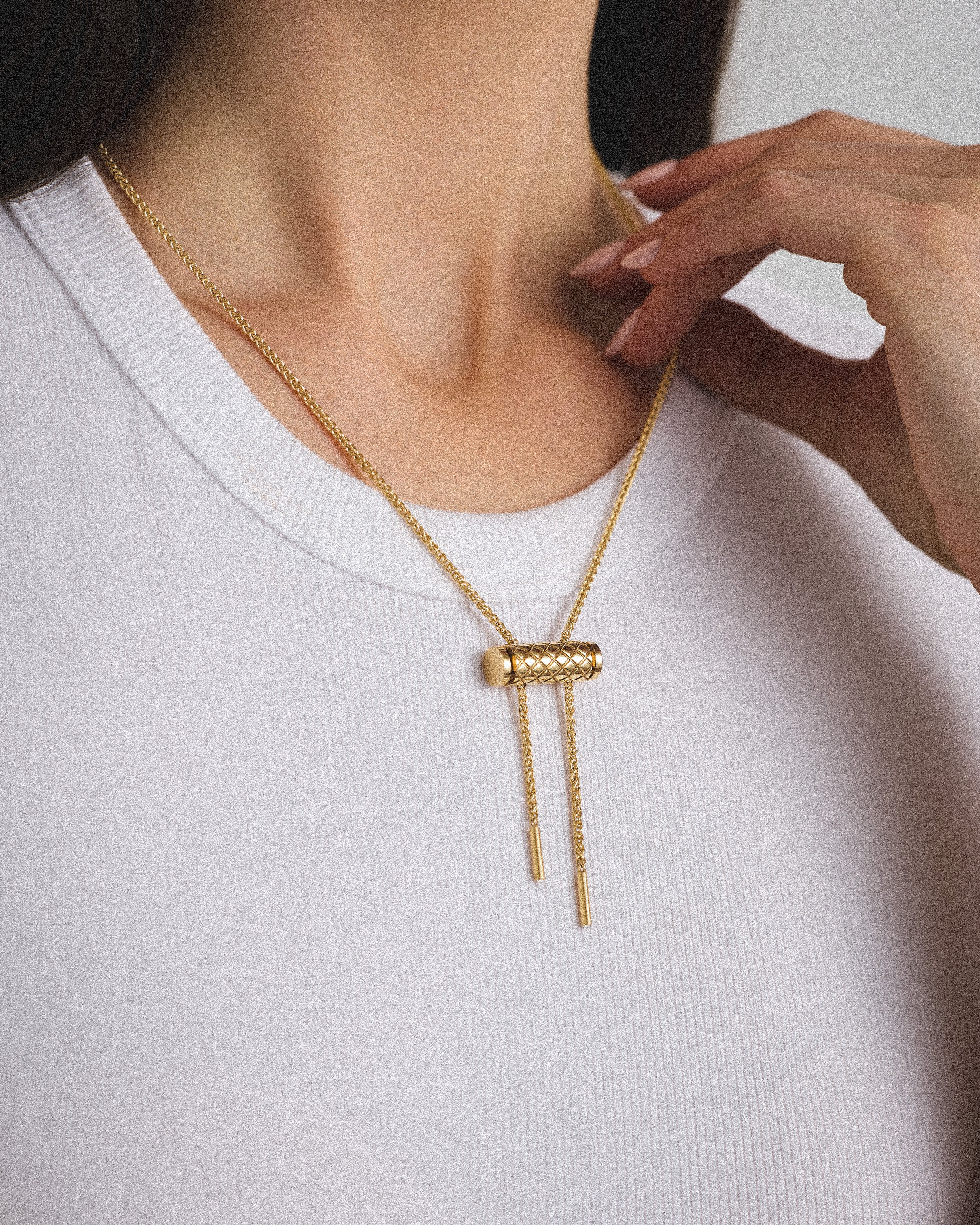 Gold Latch Pendant on MM Chain in Yellow Gold
