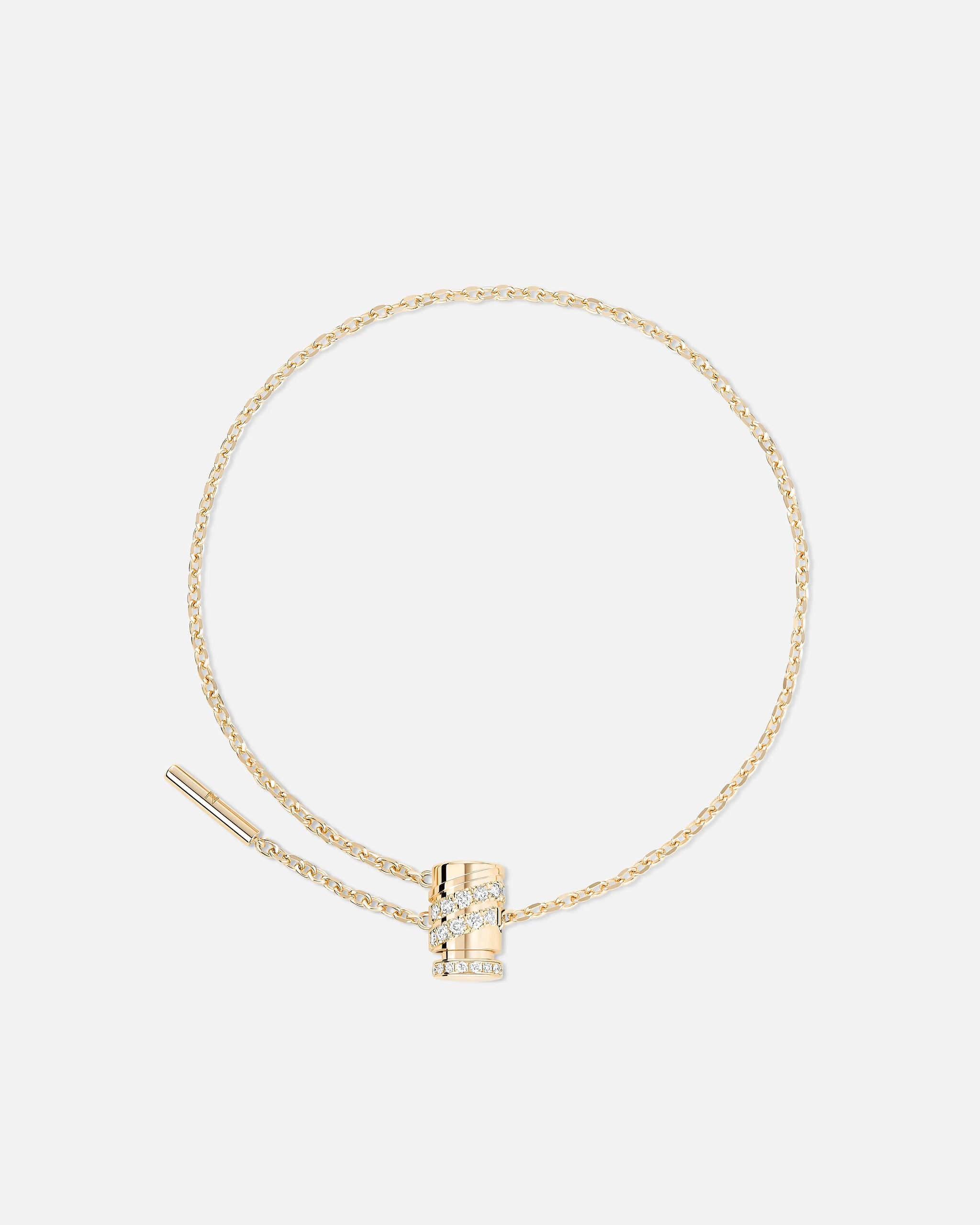 Paved Mini Latch Bracelet in Yellow Gold - 1 - Nouvel Heritage