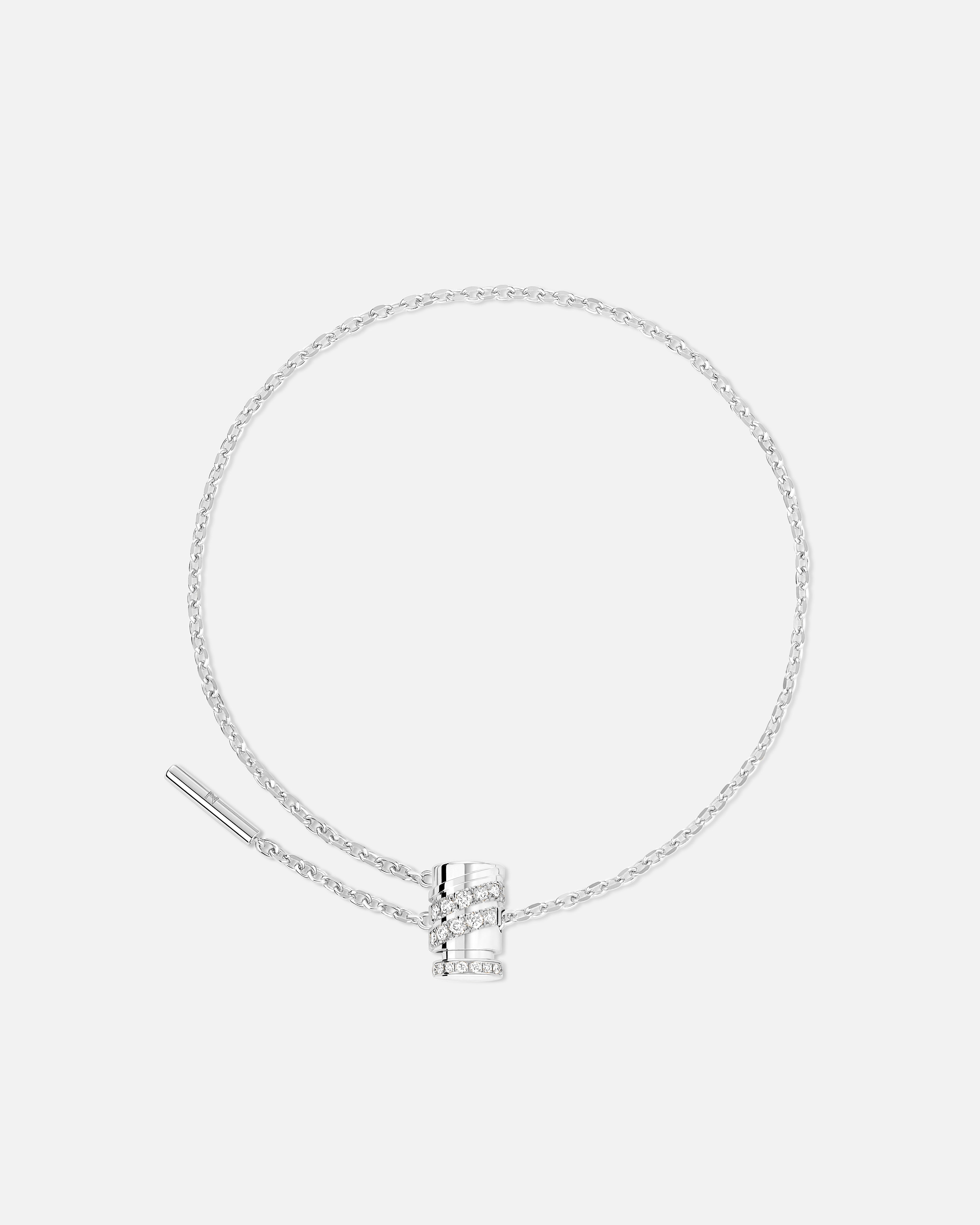 Paved Mini Latch Bracelet in White Gold