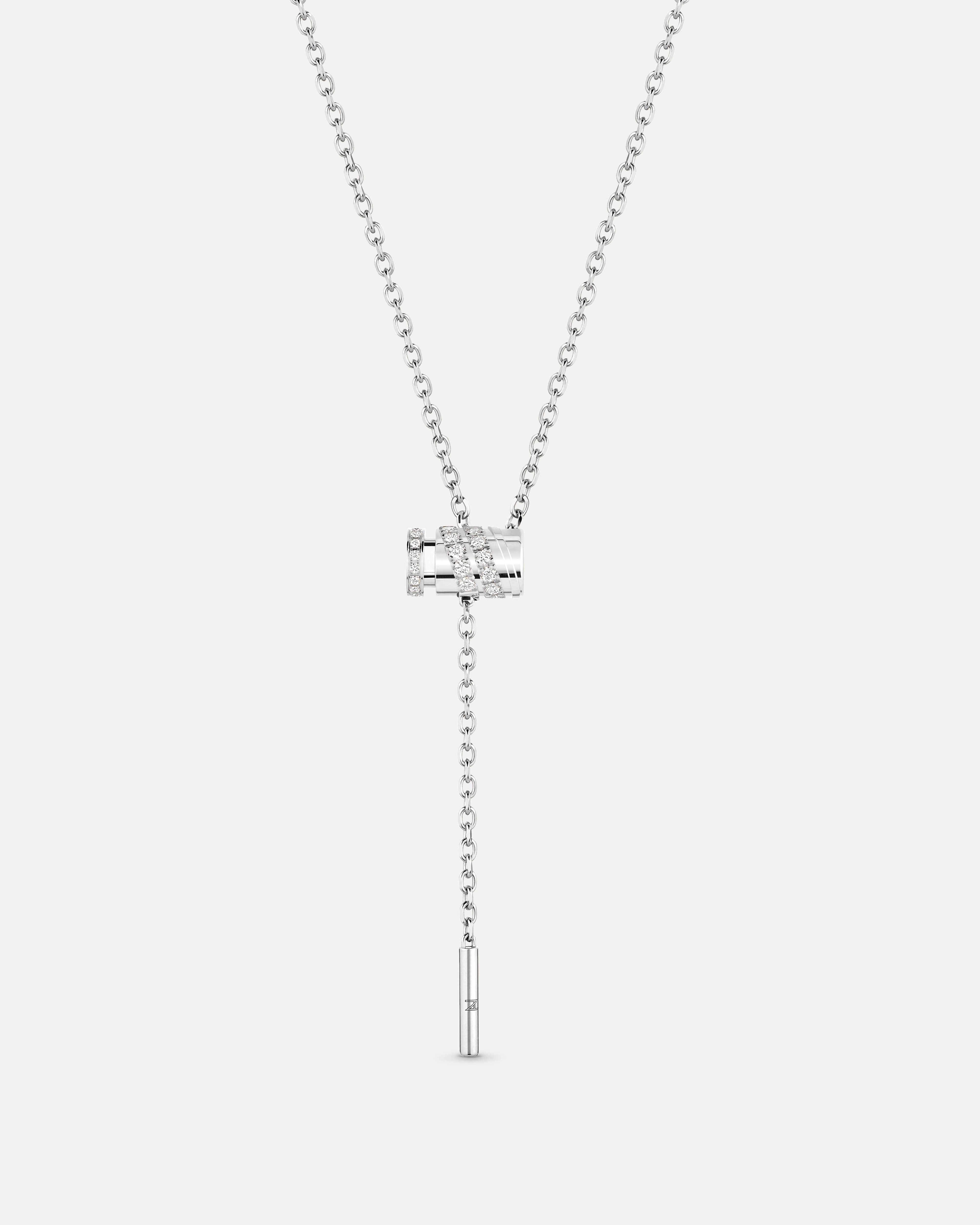 Paved Mini Latch Pendant in White Gold
