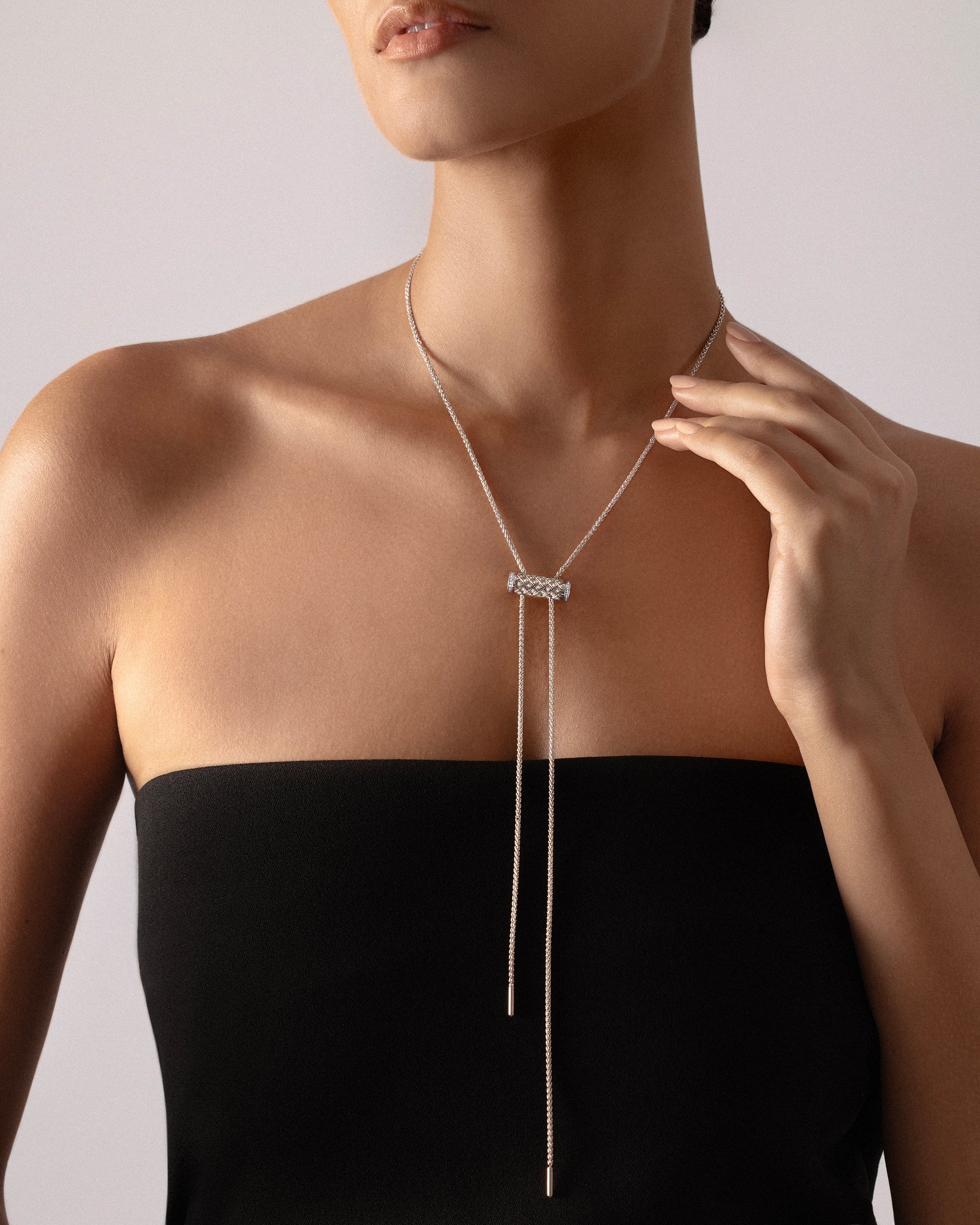 Diamond Latch Pendant on GM Chain in White Gold