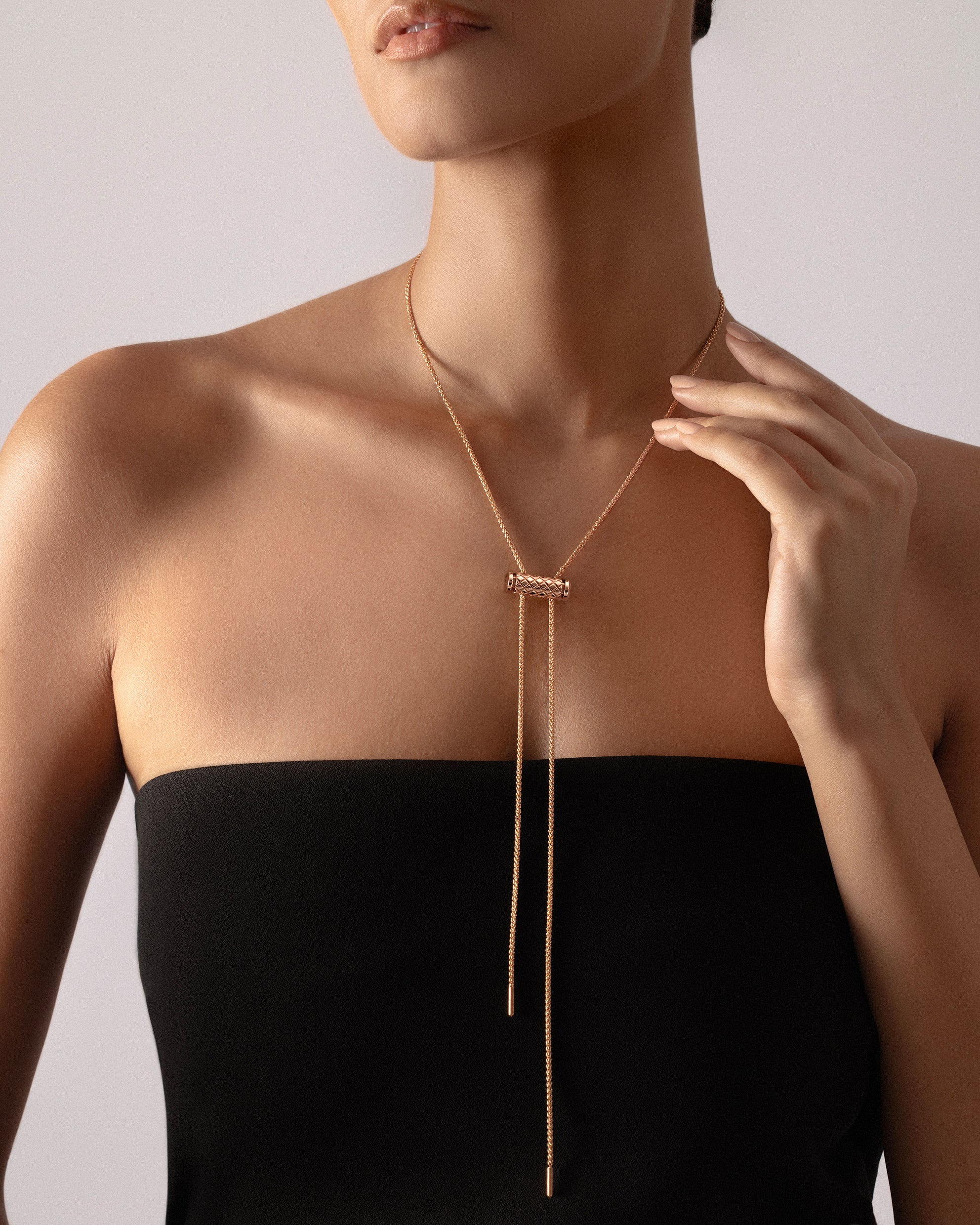 Gold Latch Pendant on GM Chain in Rose Gold