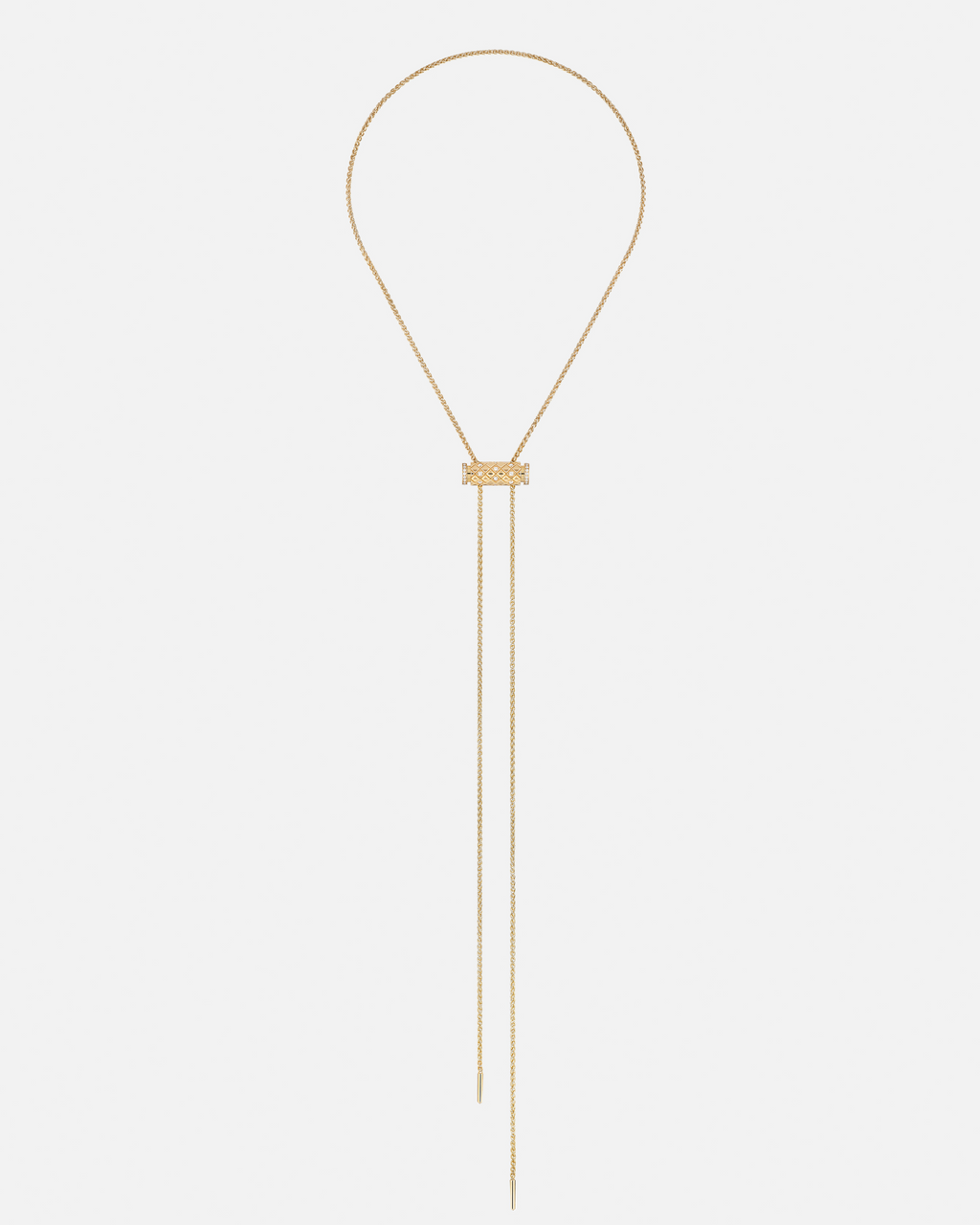 Semi-Paved Latch Pendant on GM Chain in Yellow Gold