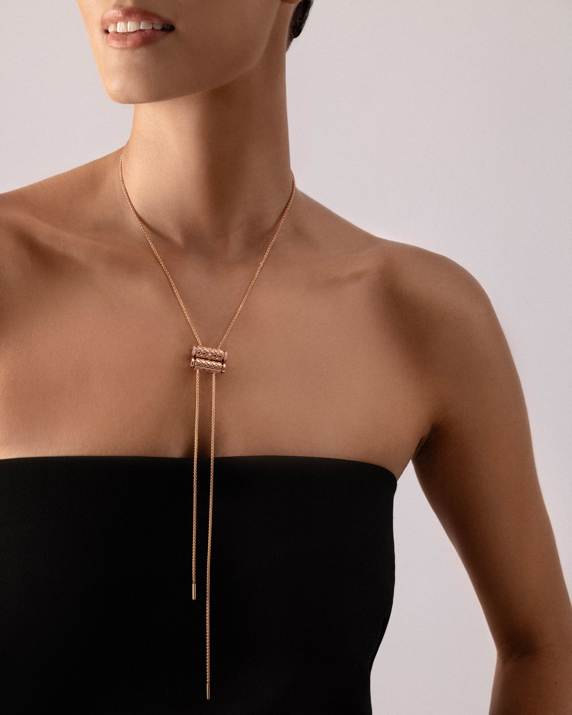 Semi-Paved Latch Pendant on GM Chain in Rose Gold