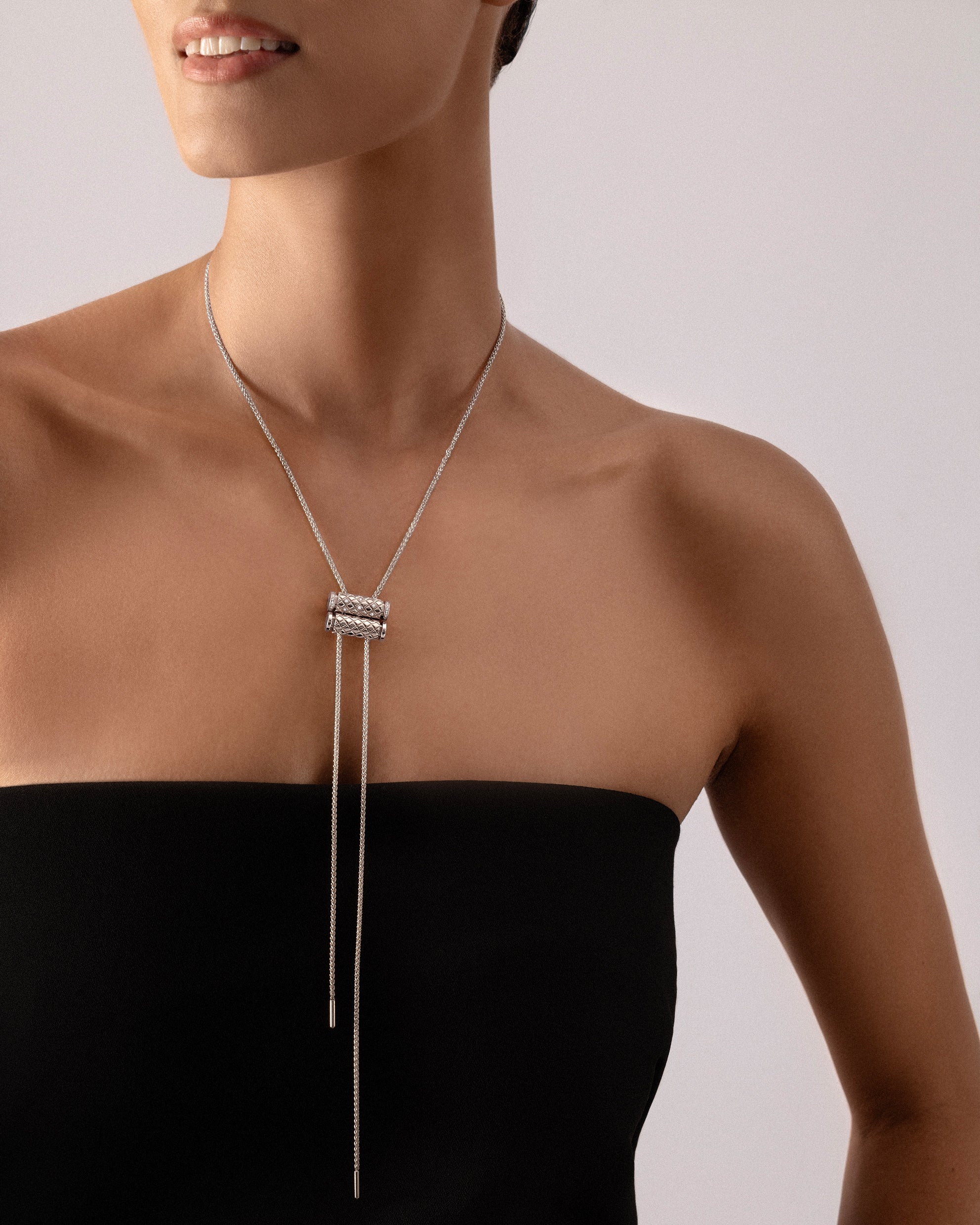 Semi-Paved Latch Pendant on GM Chain in White Gold