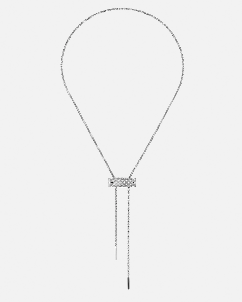 Diamond Latch Pendant on MM Chain in White Gold