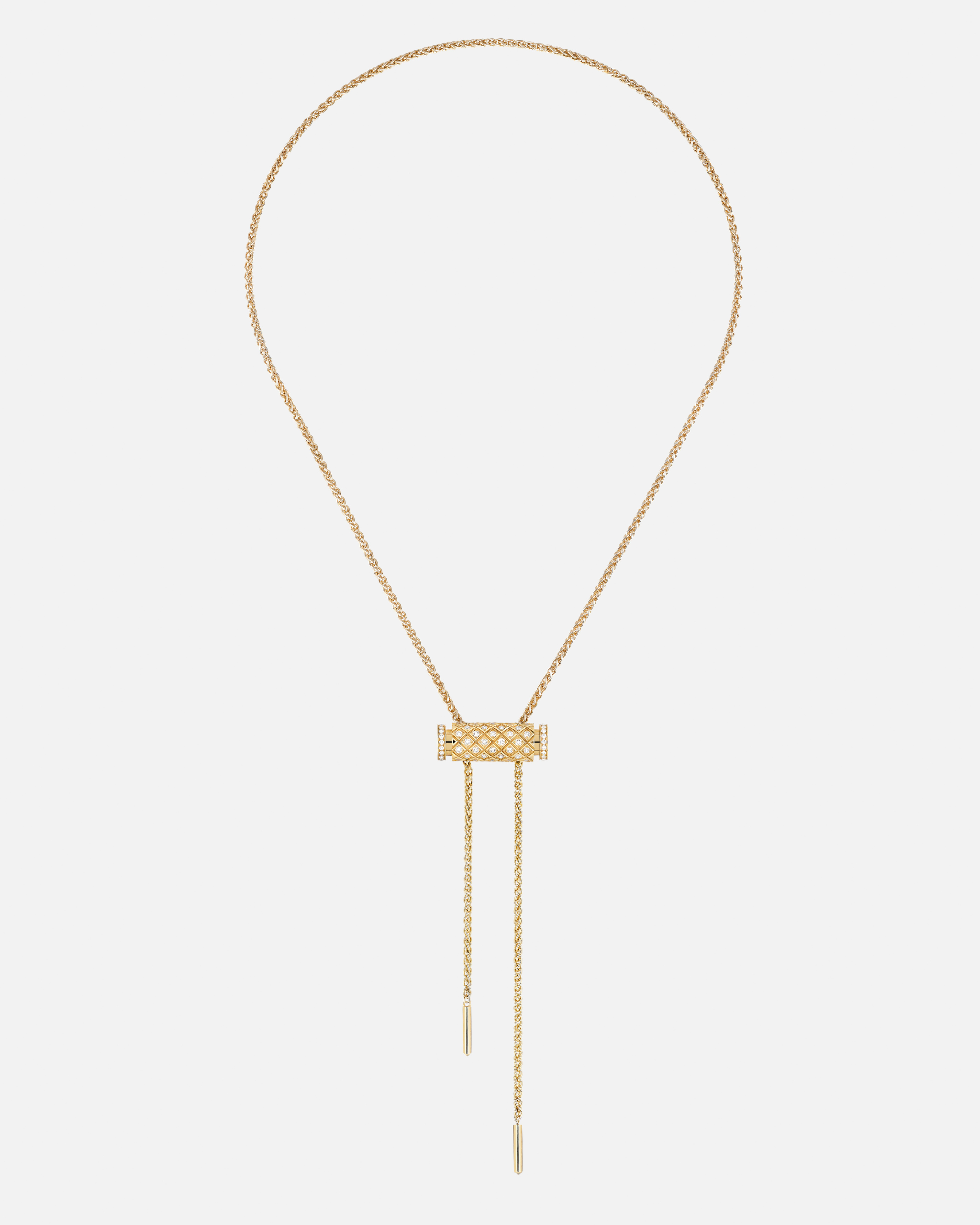 Pendentif Latch Pavé sur chaîne MM en Or Jaune
