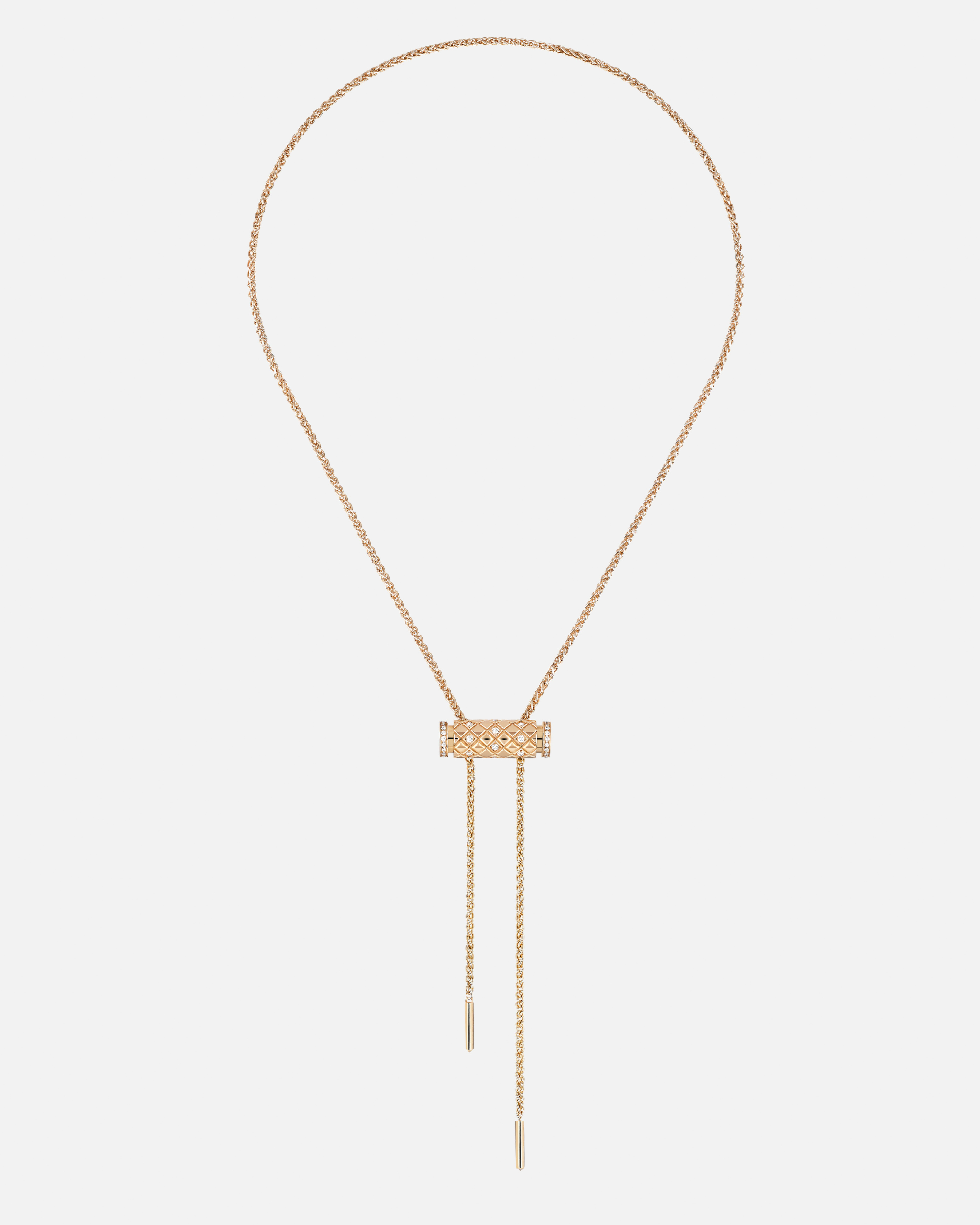 Semi-Paved Latch Pendant on MM Chain in Rose Gold