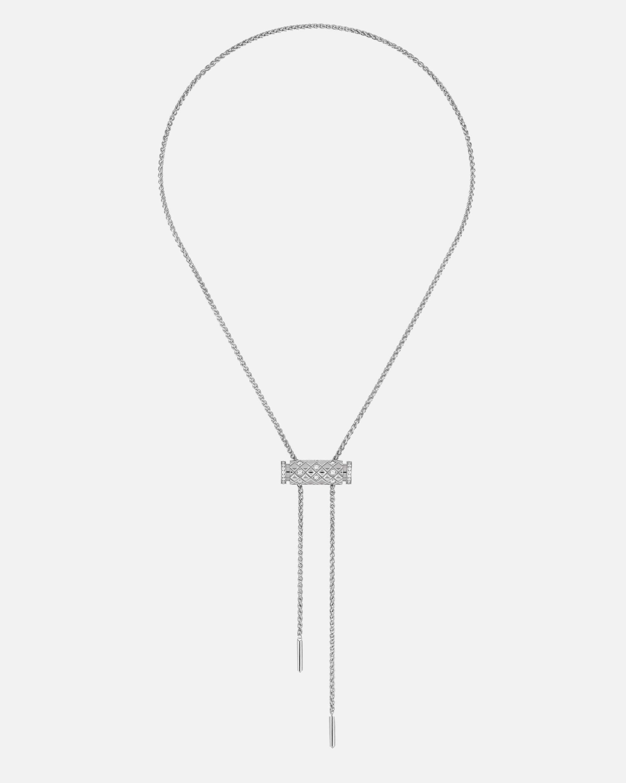Semi-Paved Latch Pendant on MM Chain in White Gold