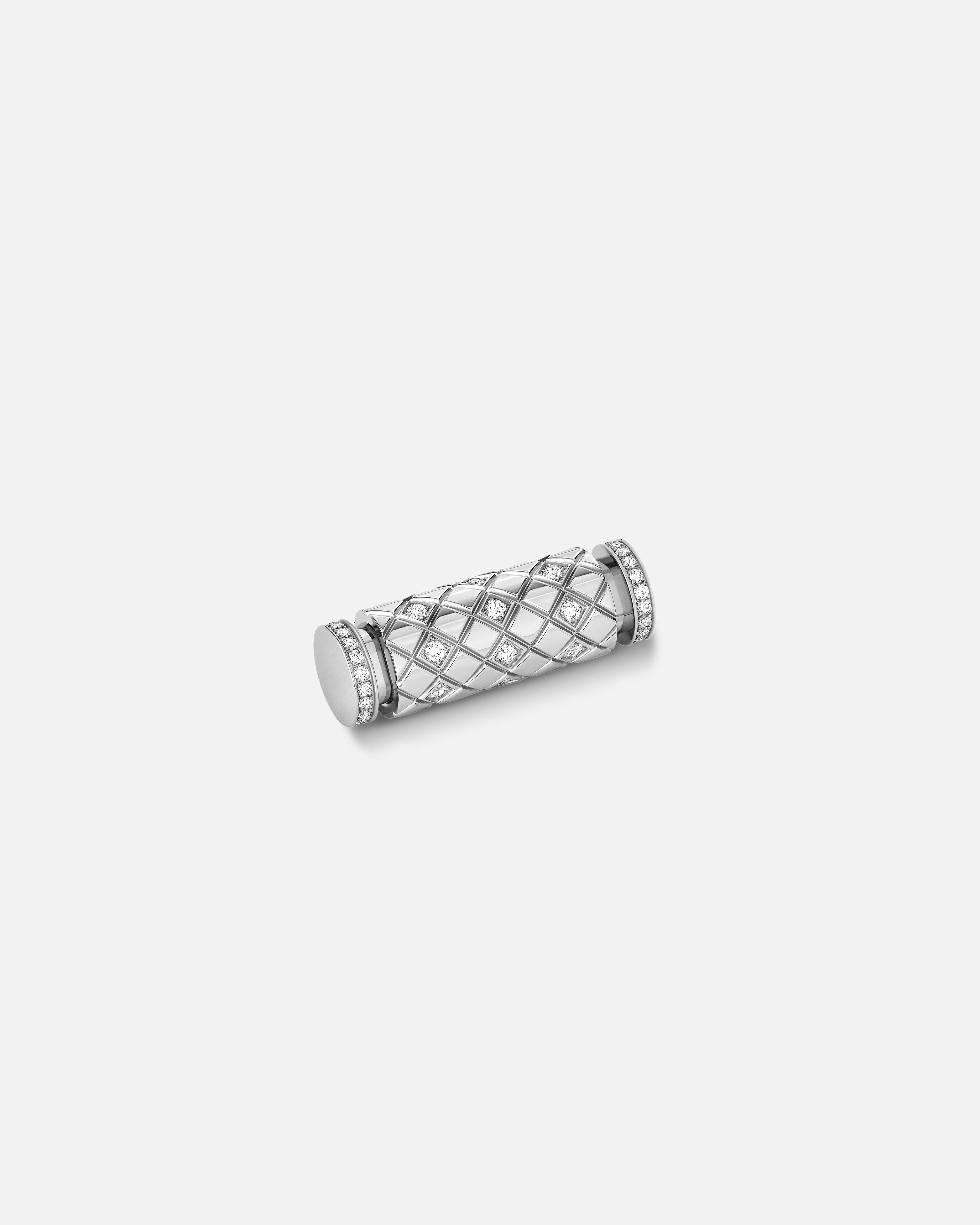 Pendentif Latch Semi-Pavé en Or Blanc