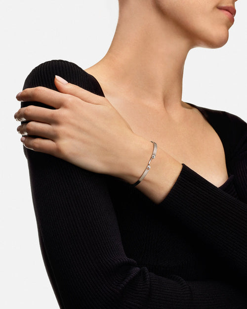 Paris From The Sky Mood Bangle in White Gold