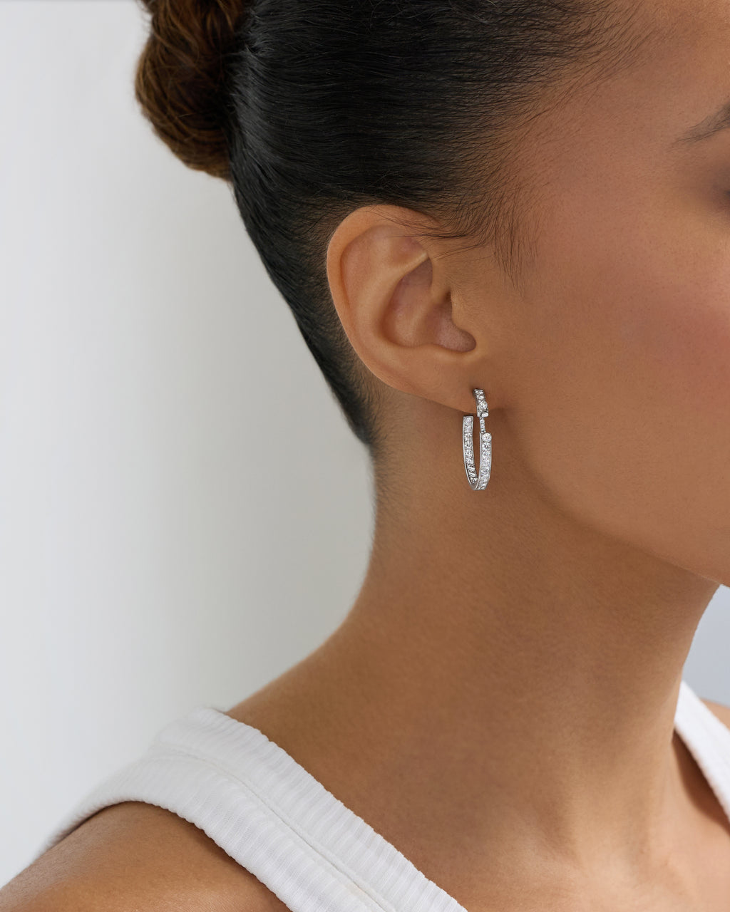 Eternity Tuxedo Mood Hoops in White Gold