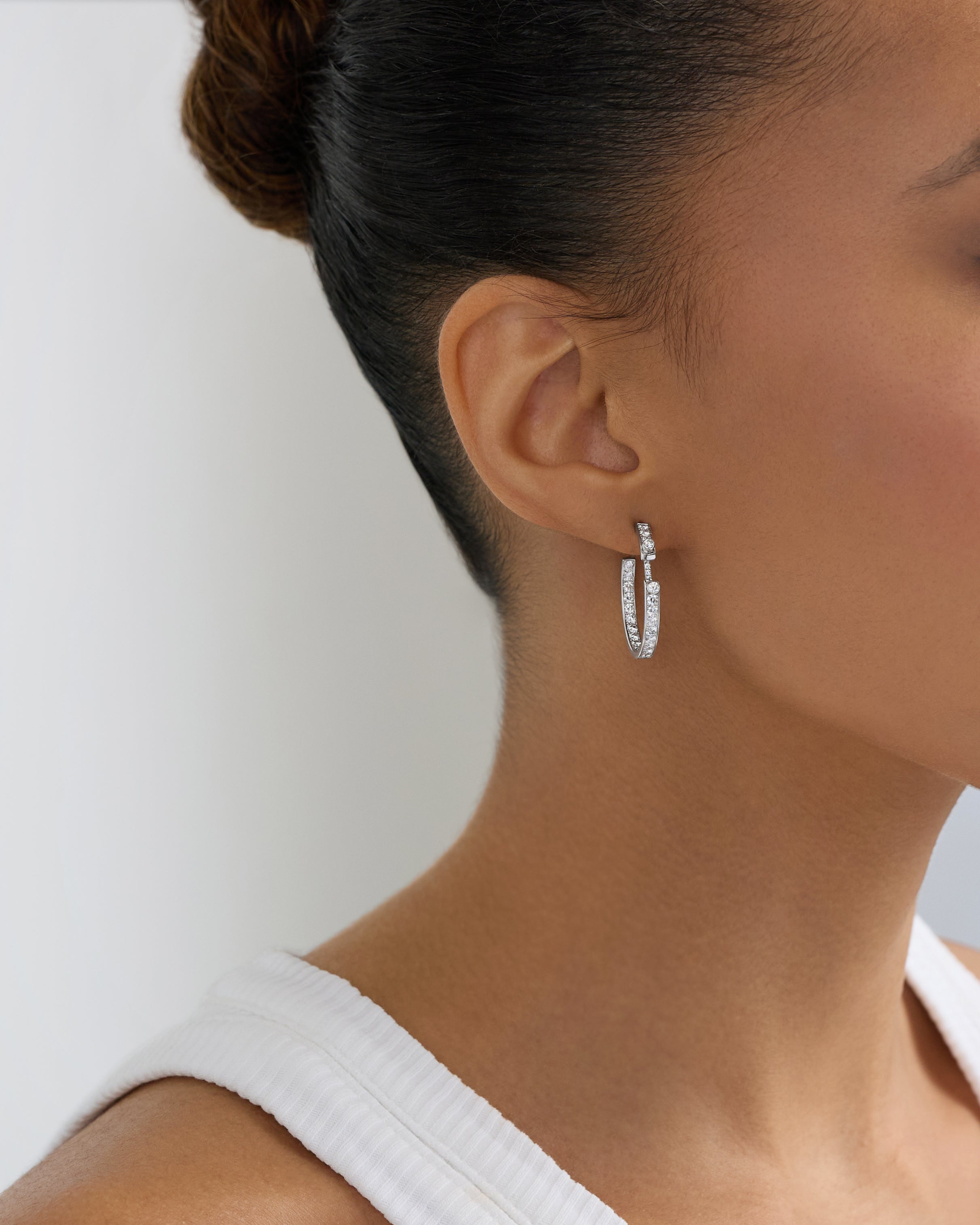 Eternity Tuxedo Mood Hoops in White Gold