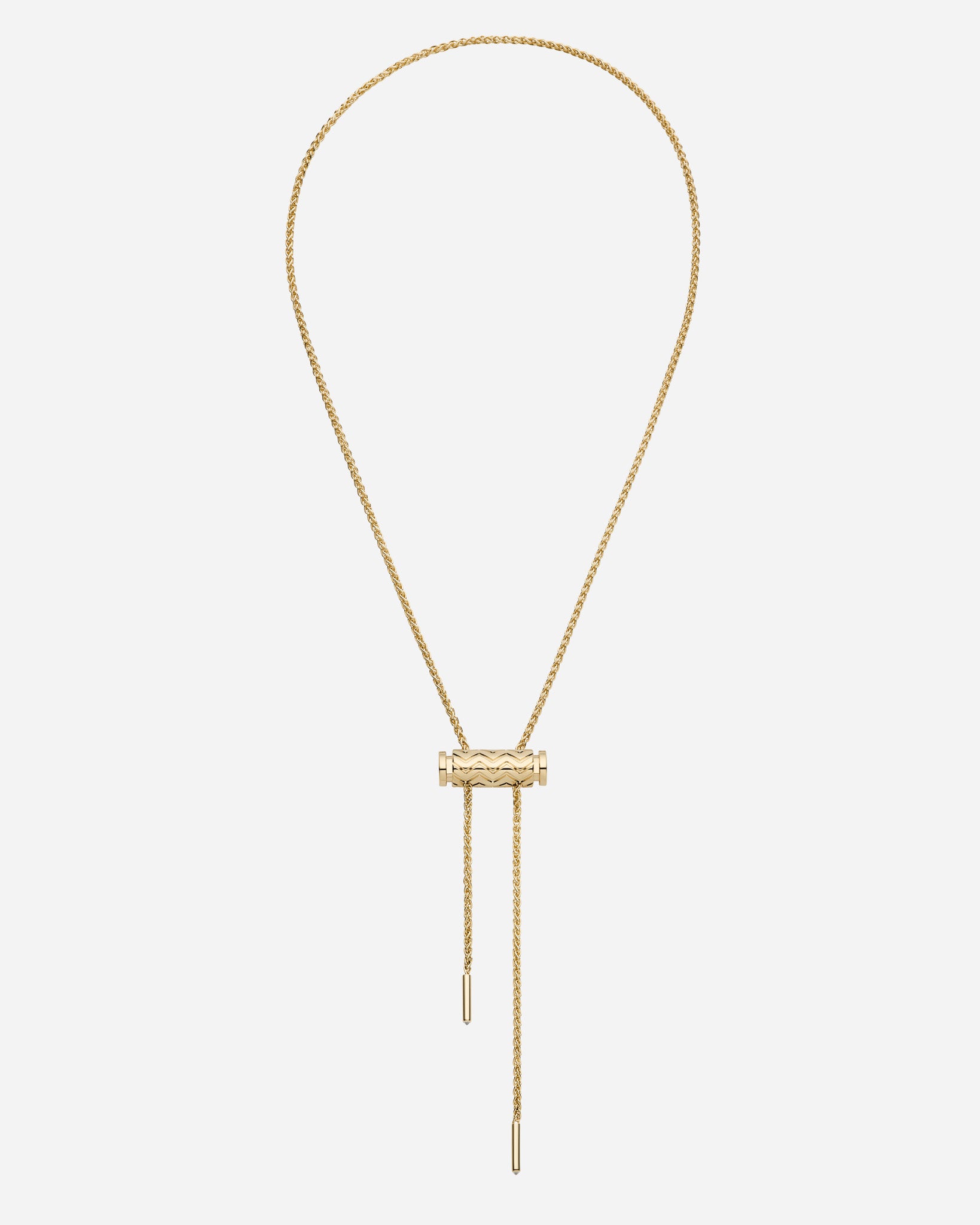 Gold Chevron Latch Pendant on MM Chain in Yellow Gold