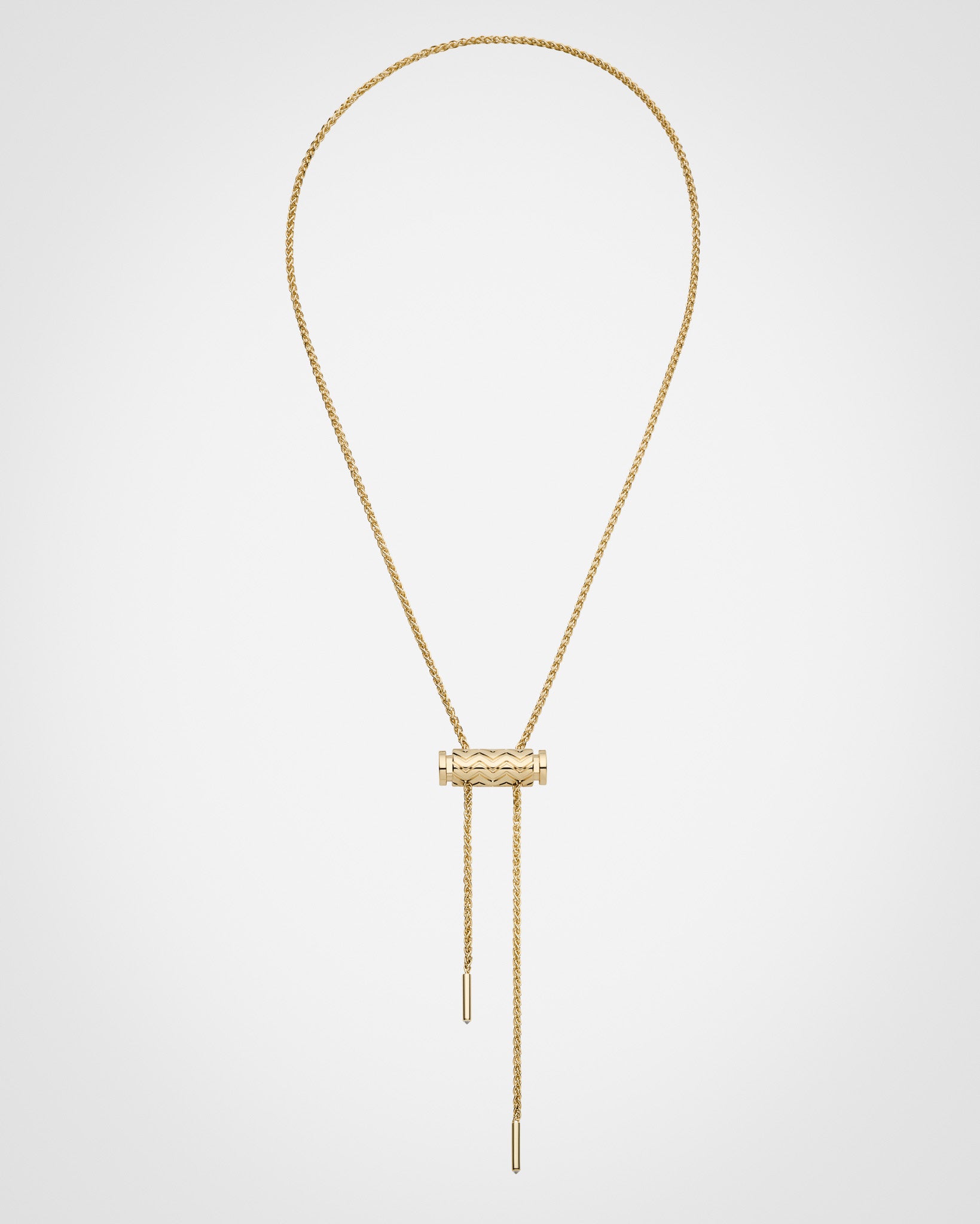 Gold Chevron Latch Pendant on MM Chain in Yellow Gold