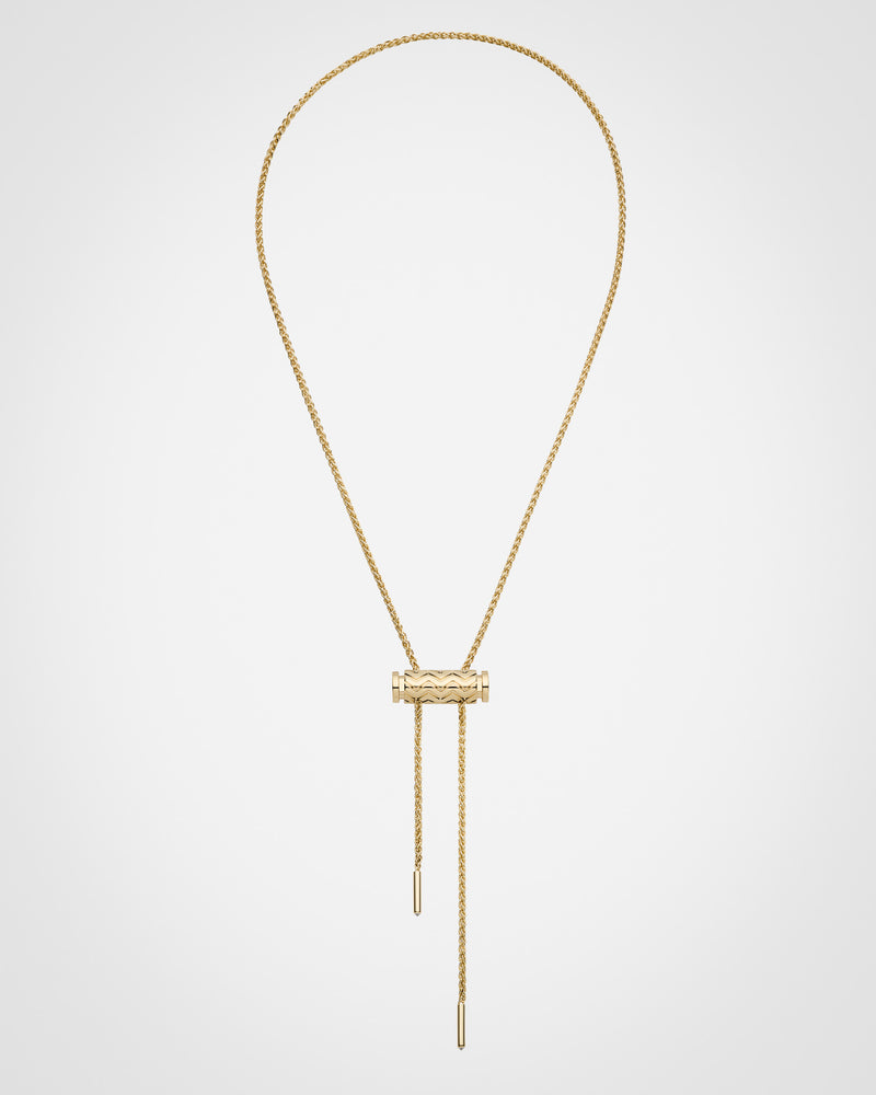 Gold Chevron Latch Pendant on MM Chain in Yellow Gold