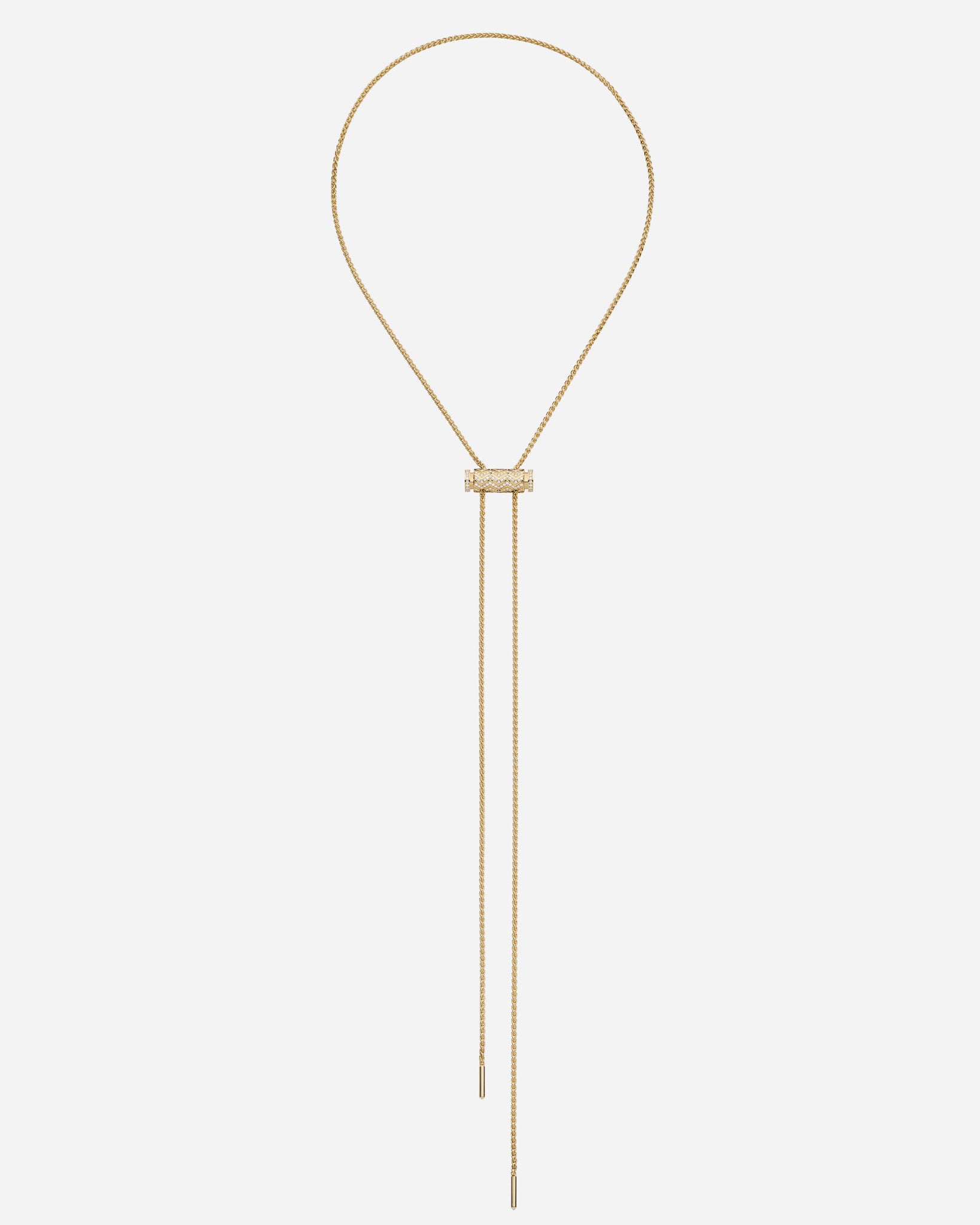 Diamond Chevron Latch Pendant on GM Chain in Yellow Gold