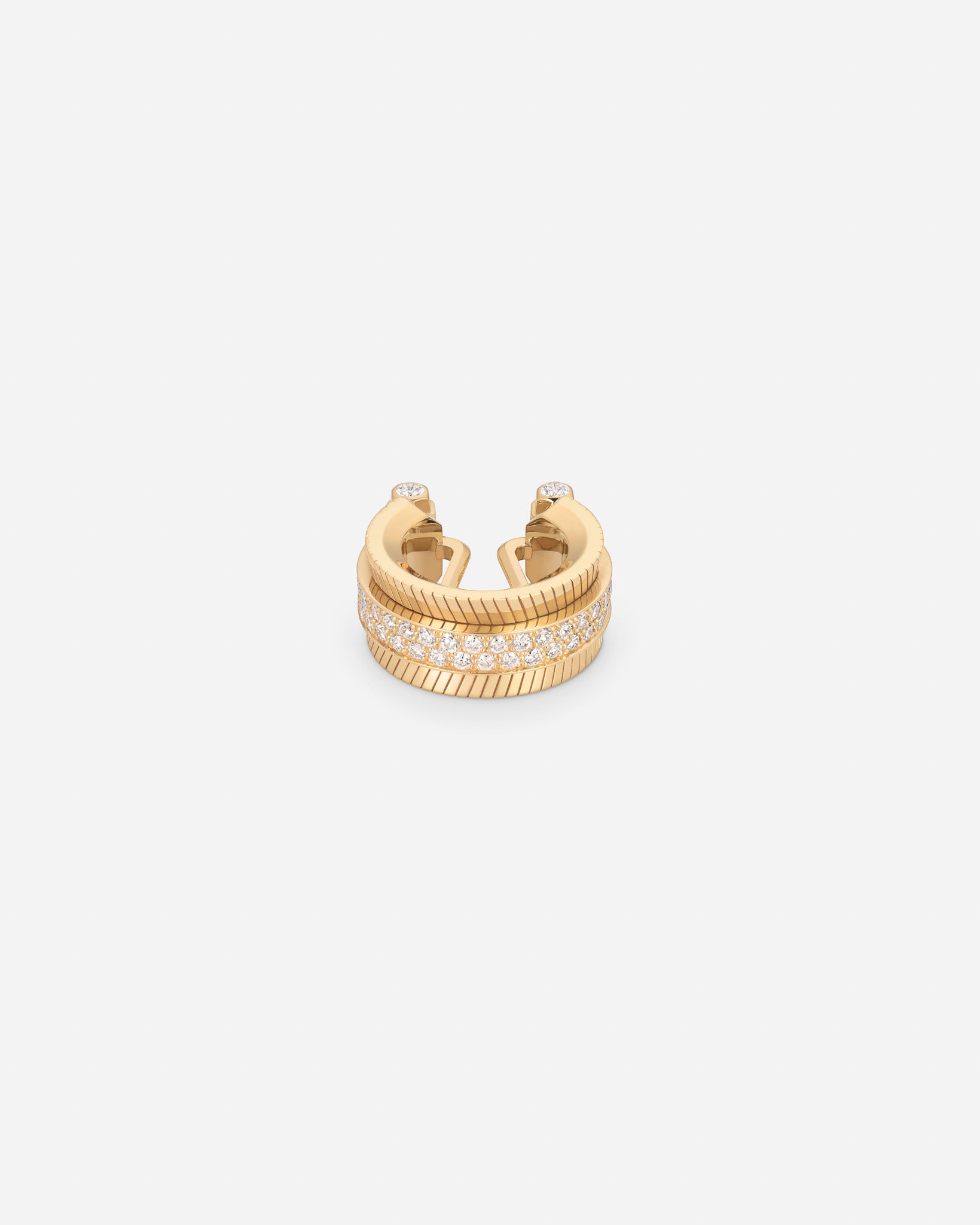 Semi Paved Off Script Clasp in Yellow Gold, view 3