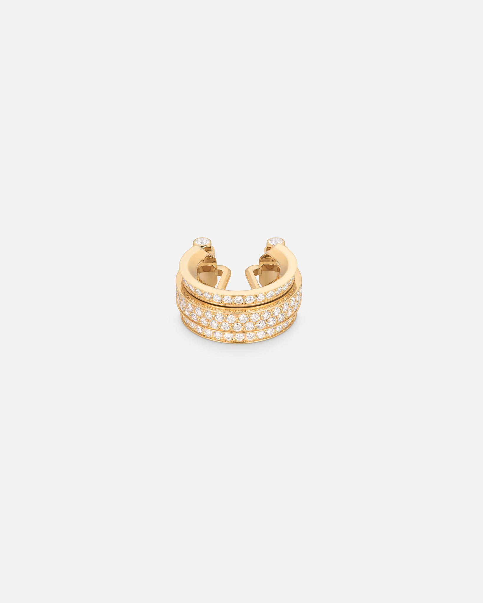 Full Paved Off Script Clasp in Yellow Gold, view 3