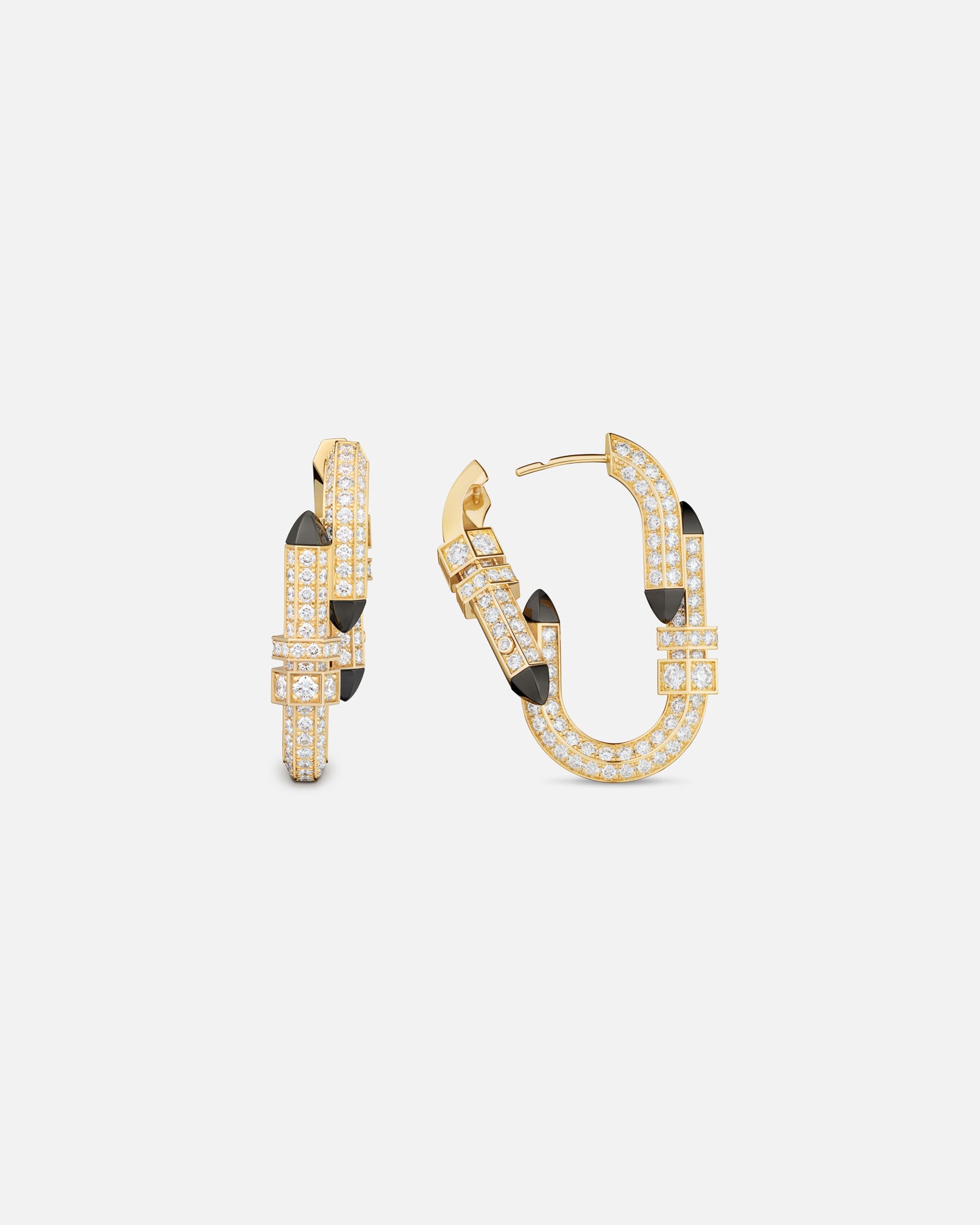 Pendants d'Oreilles XL Paved Try Me en Or Jaune