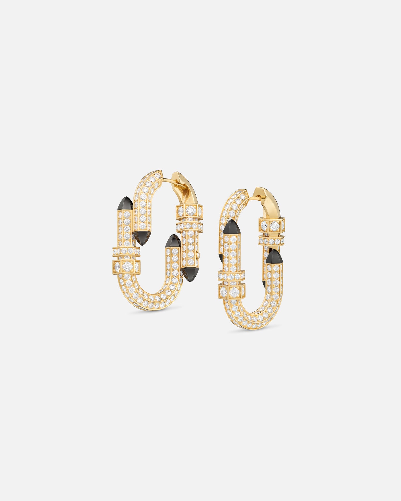 Pendants d'Oreilles XL Paved Try Me en Or Jaune