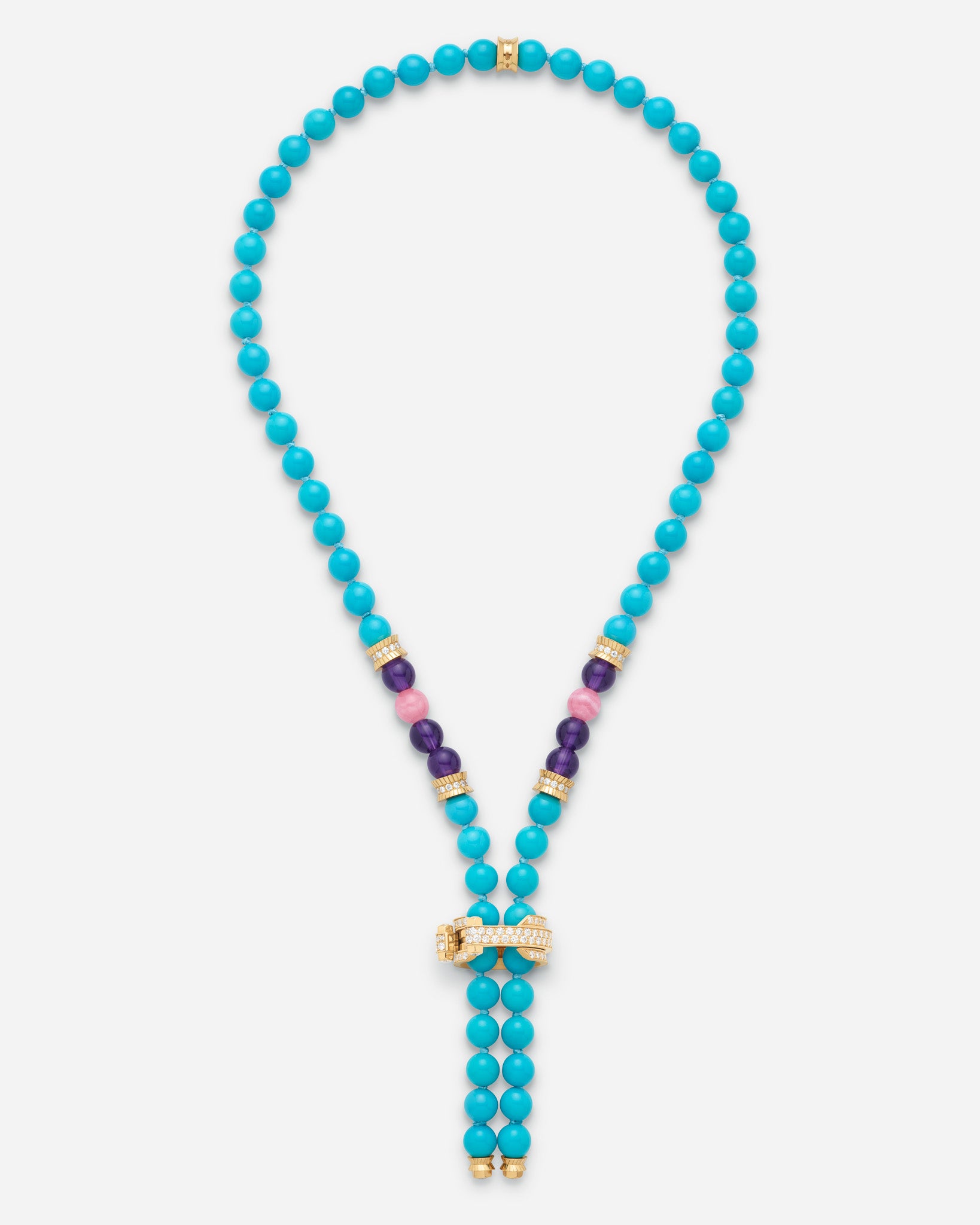 Turquoise Off Script Full Paved Short Necklace in Yellow Gold