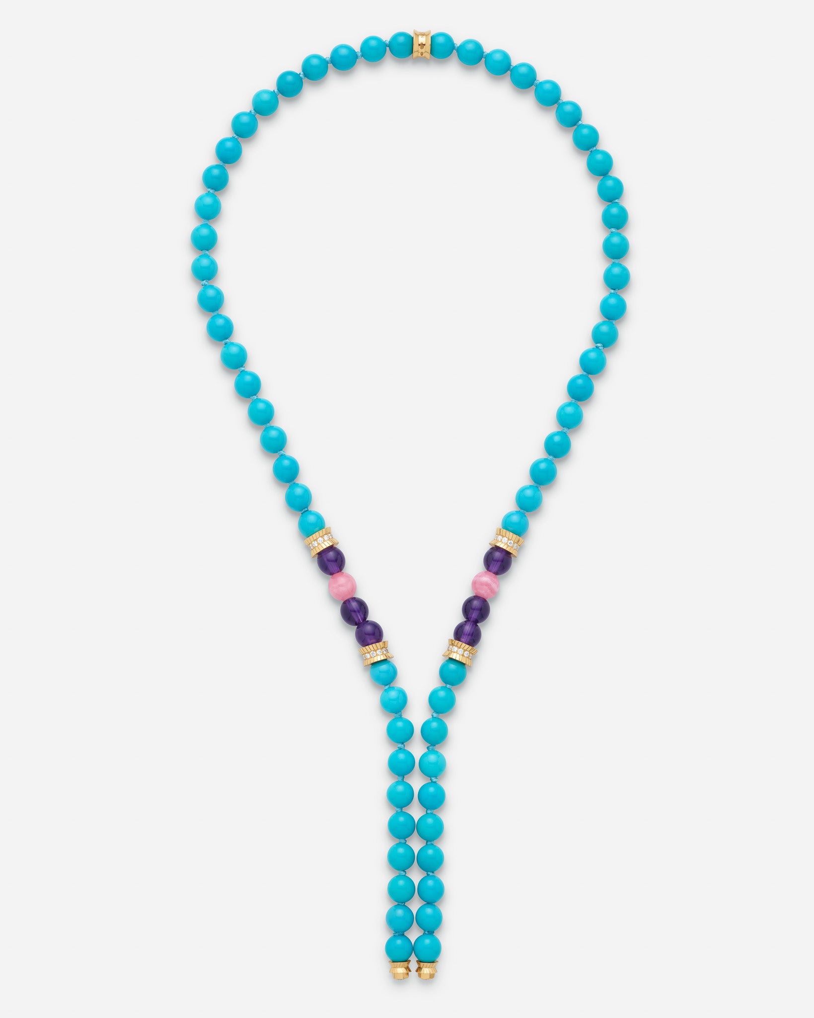 Turquoise Off Script Short Necklace in Yellow Gold