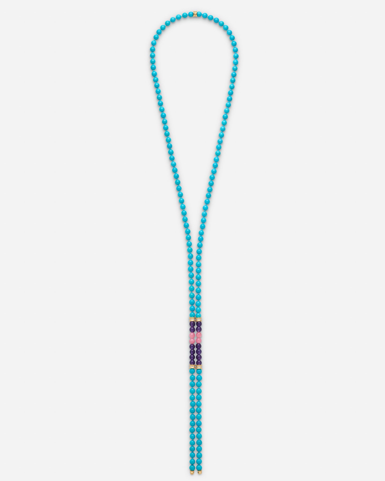 Turquoise Off Script Long Necklace in Yellow Gold