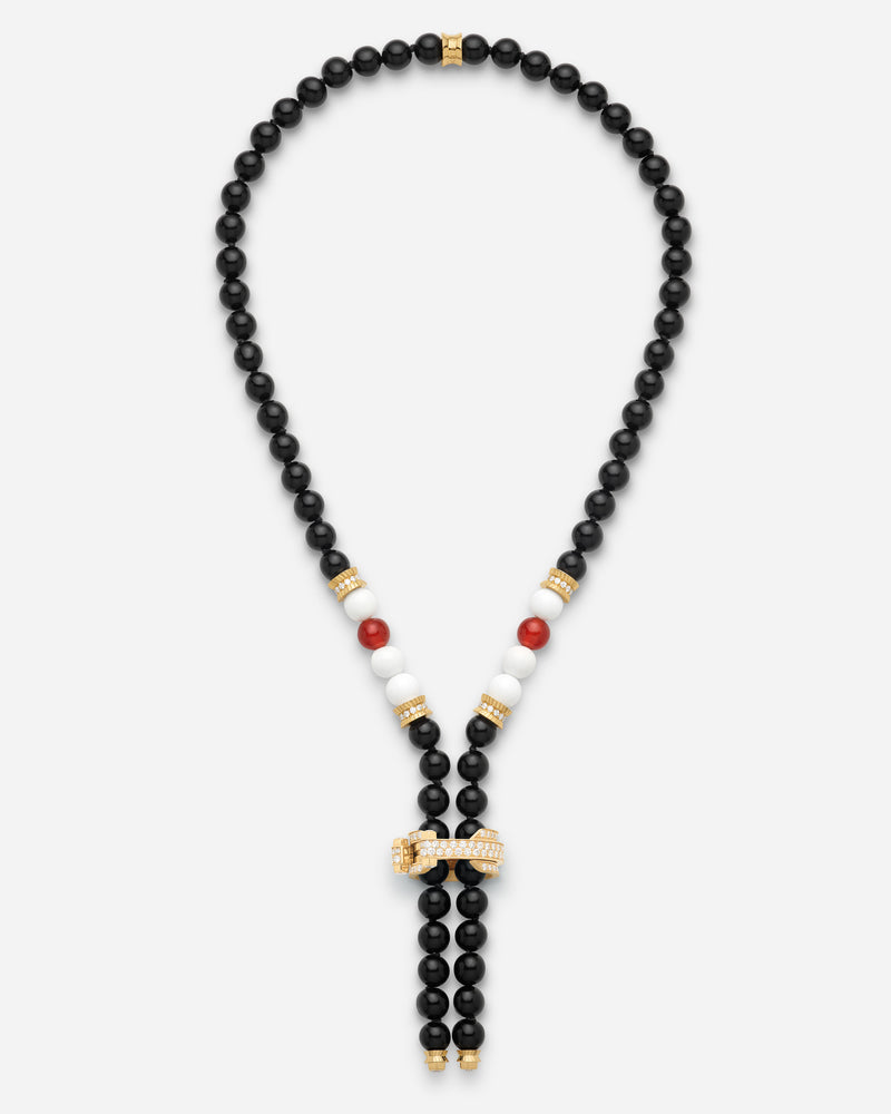 Semi Paved Pendant on Onyx Necklace
