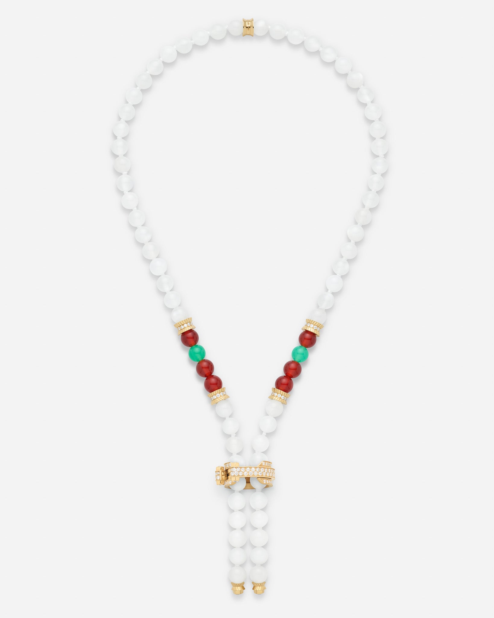 Moonstone Off Script Full Paved Short Necklace in Yellow Gold