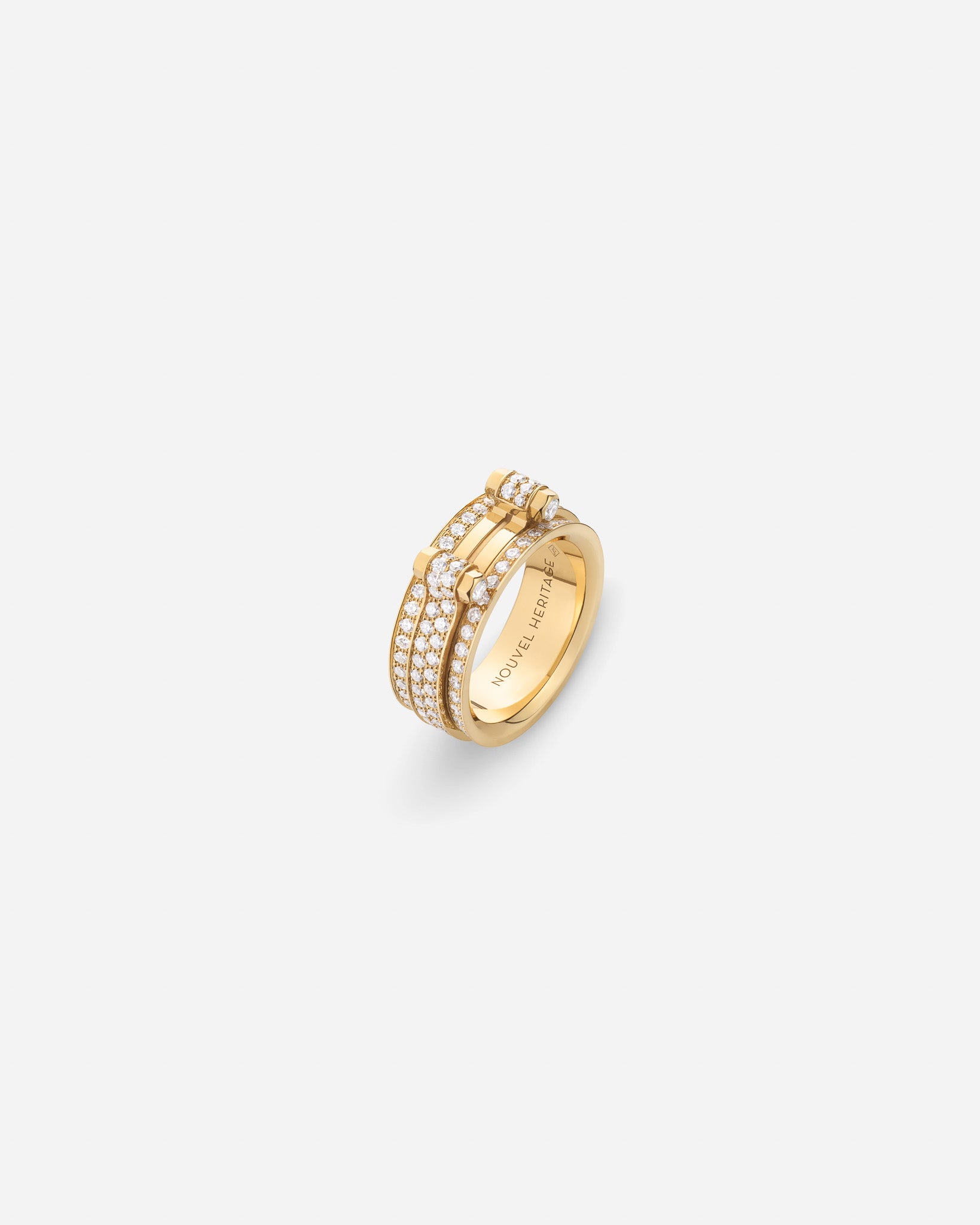 Full Paved Off Script Ring in Yellow Gold