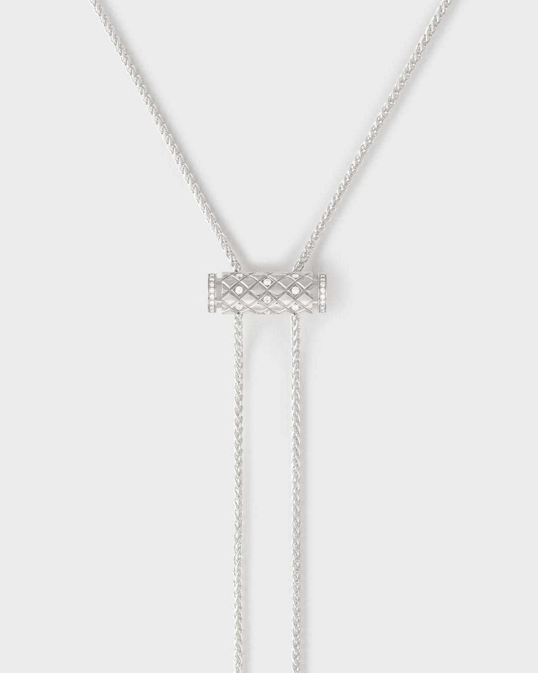 Semi-Paved Latch Pendant on GM Chain in White Gold - 1 - Nouvel Heritage