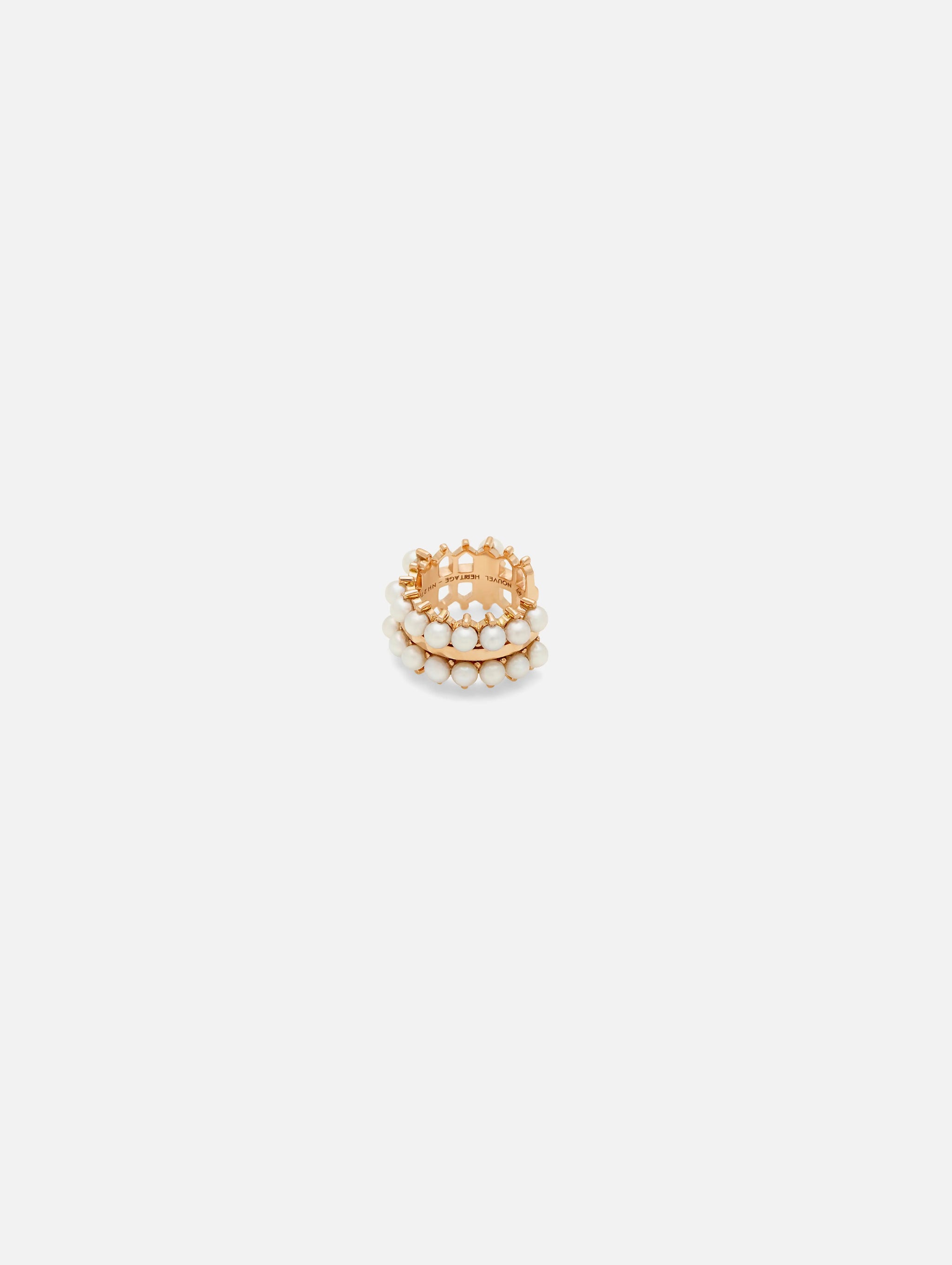 Double Pearl Ear Cuff in Rose Gold - 1 - Nouvel Heritage