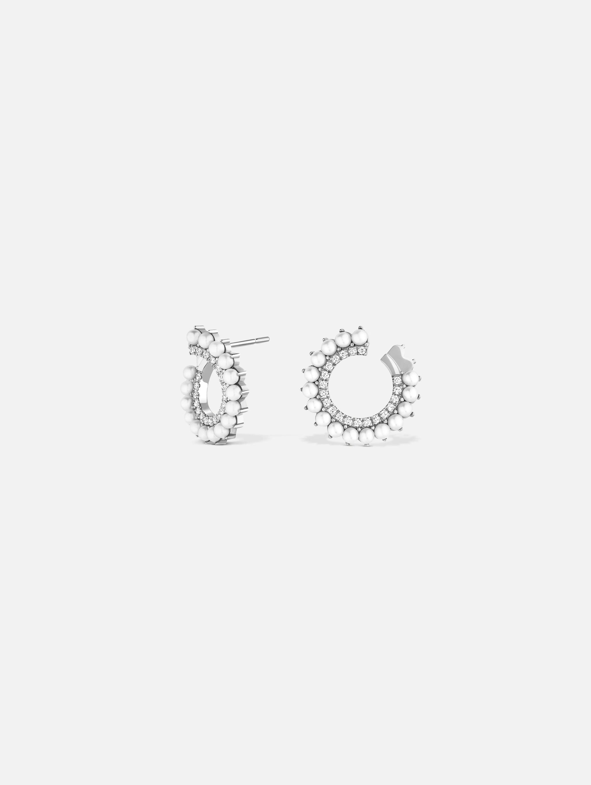 Boucles d'oreilles Vendôme Perle en Or Blanc - 1 - Nouvel Heritage