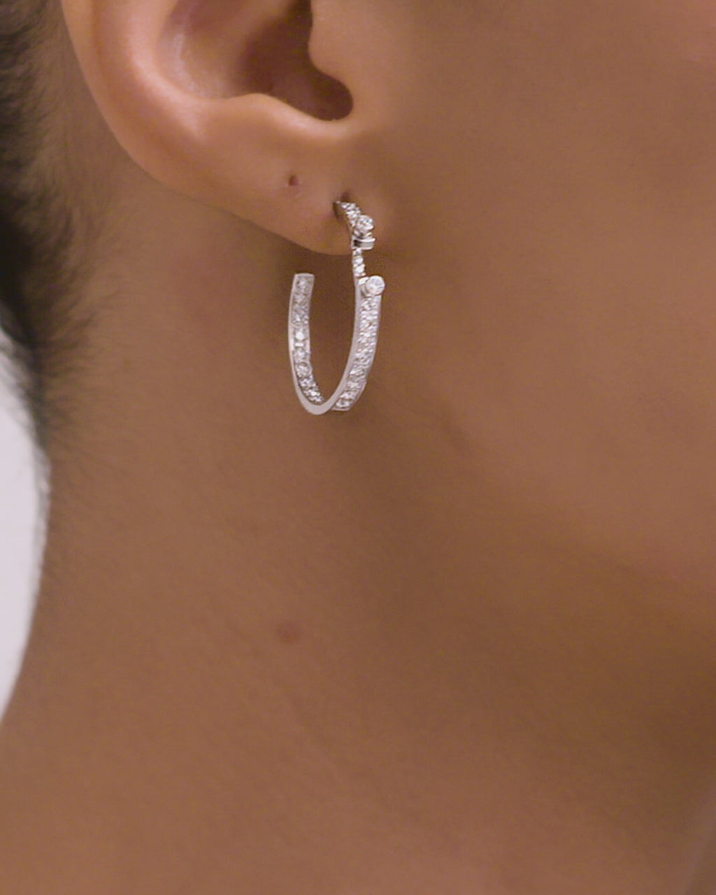 Eternity Tuxedo Mood Hoops in White Gold